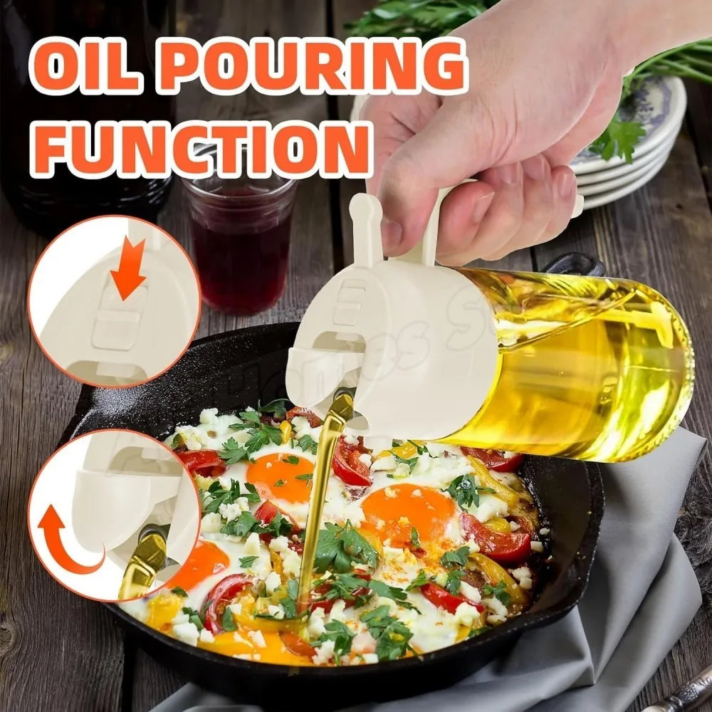 16Oz Oil Dispenser Bottle for Kitchen, 2 in 1 Olive Oil Dispenser and Oil Sprayer, 500Ml Olive Oil Spray Bottle Forjar Cooking