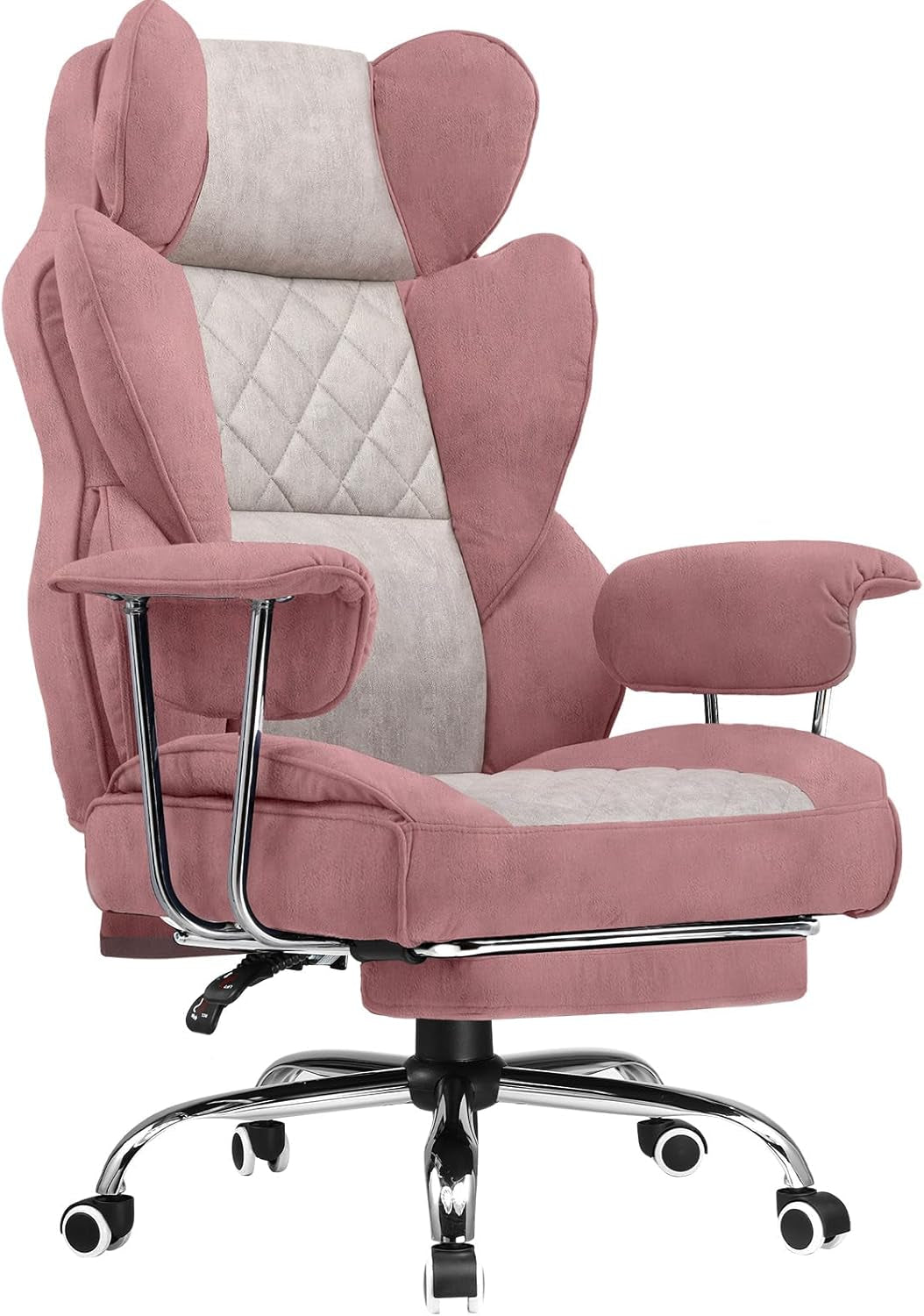 Big and Tall Office Chair, High Back Leather Gaming Chair with Footrest, Executive Ergonomic Office Chair with Pocket Spring Lumbar Support and with Outward Fixed Soft Armrests