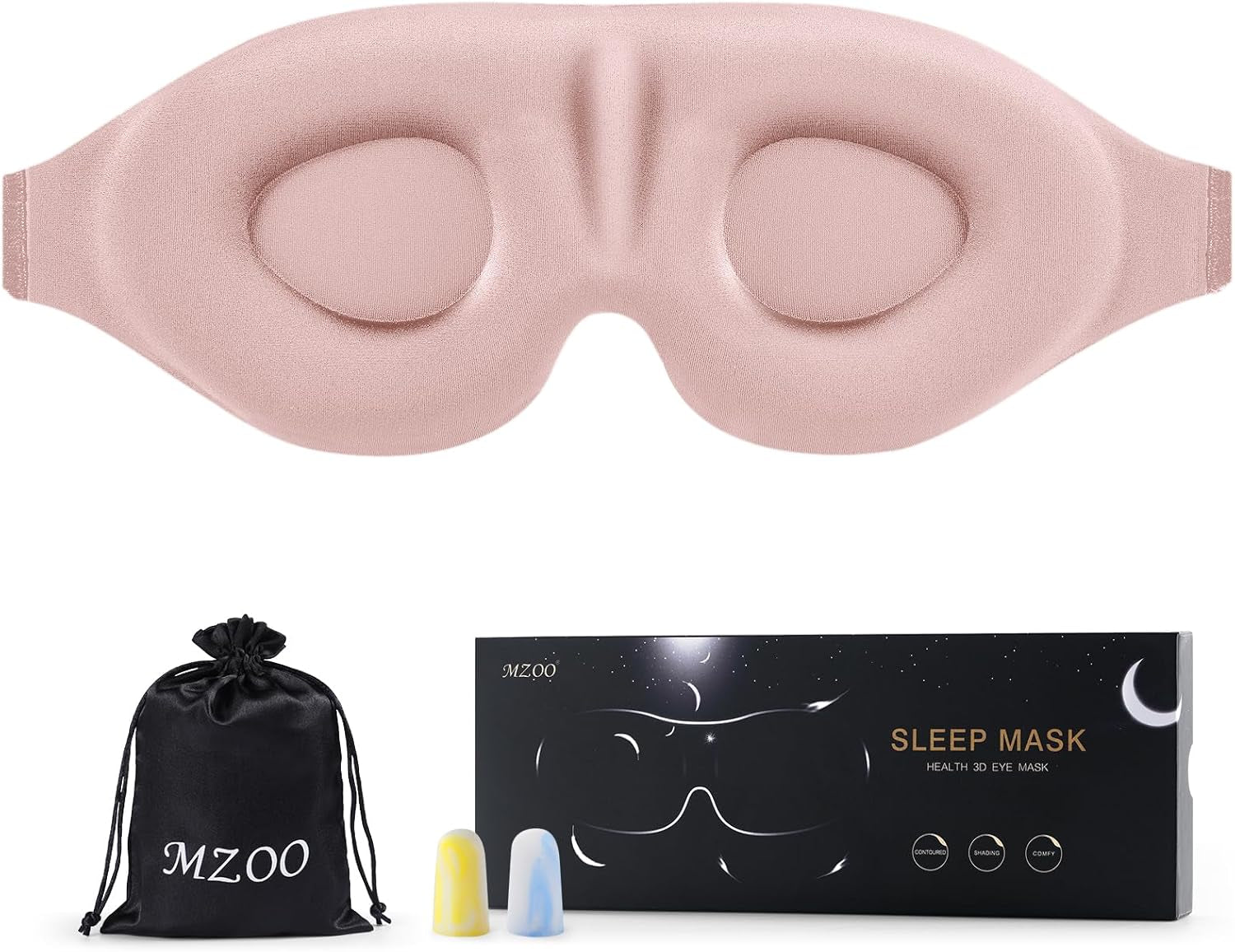 Luxury Sleep Eye Mask for Side Sleeper Men Women, Zero Eye Pressure 3D Sleeping Mask, Light Blocking Patented Design Night Blindfold, Soft Eye Shade Cover for Travel, Black