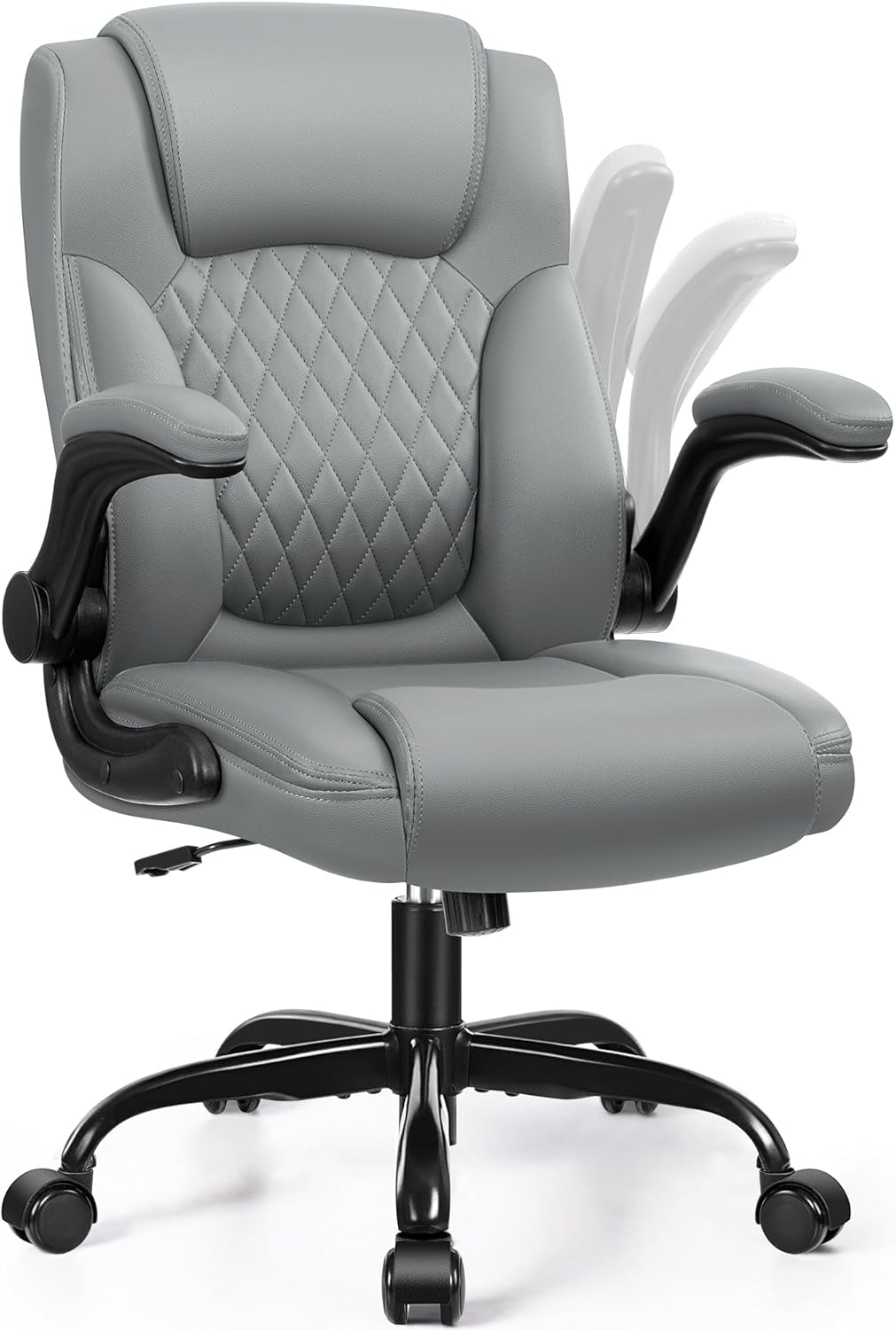Leather Office Chair, PU Home Computer Desk Chairs with Ergonomic Back Support, 360°Swivel Free, Small Gaming Chair with Wheels and Adjustable Armrests, for Short People Use