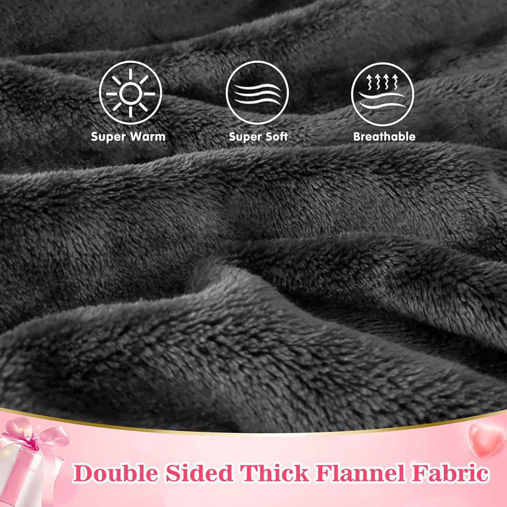 Wearable Blanket Sweatshirt Gifts for Women and Men, Warm and Cozy Giant Blanket Hoodie, Thick Flannel Blanket with Sleeves and Giant Pocket - Dark Gray