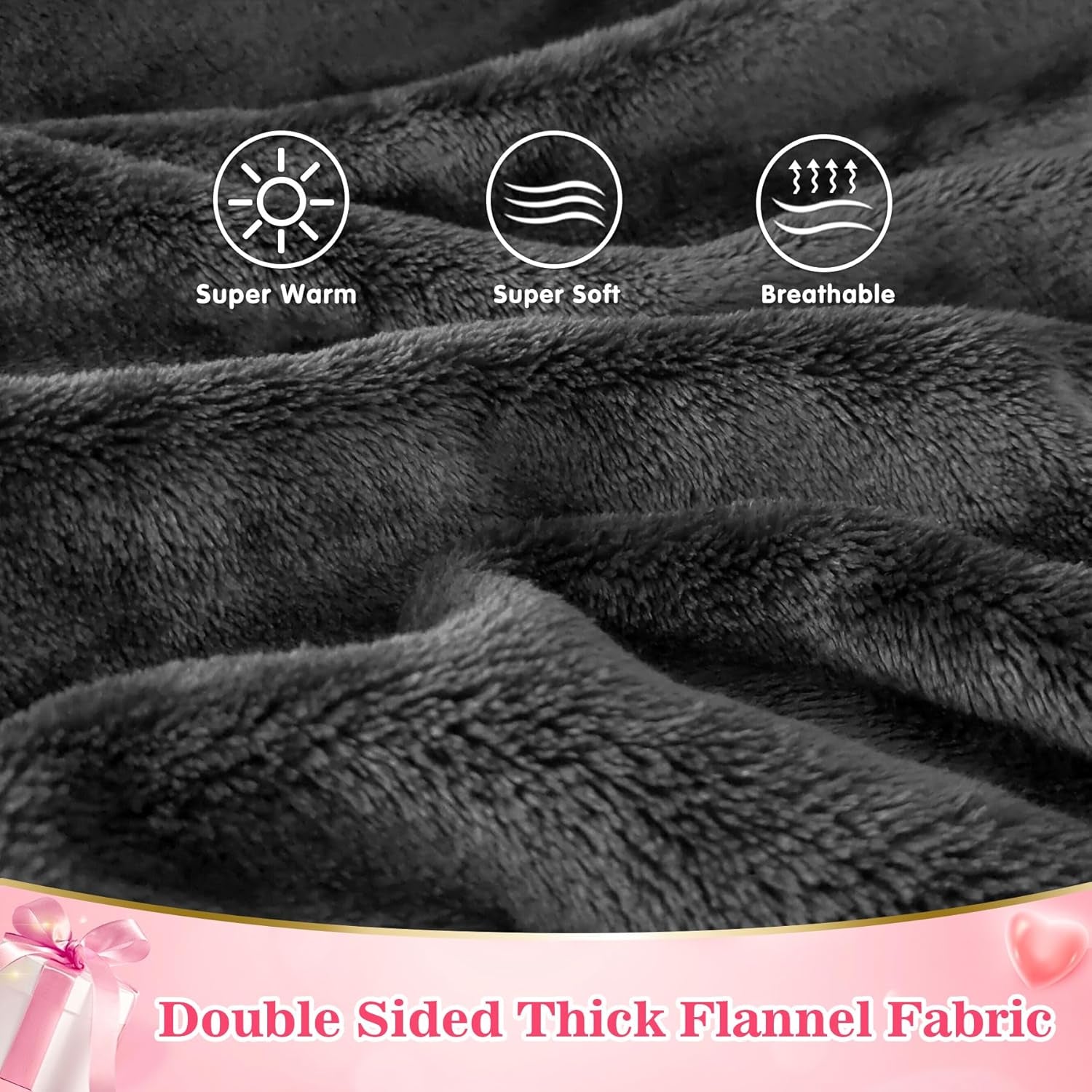 Wearable Blanket Sweatshirt Gifts for Women and Men, Warm and Cozy Giant Blanket Hoodie, Thick Flannel Blanket with Sleeves and Giant Pocket - Dark Gray