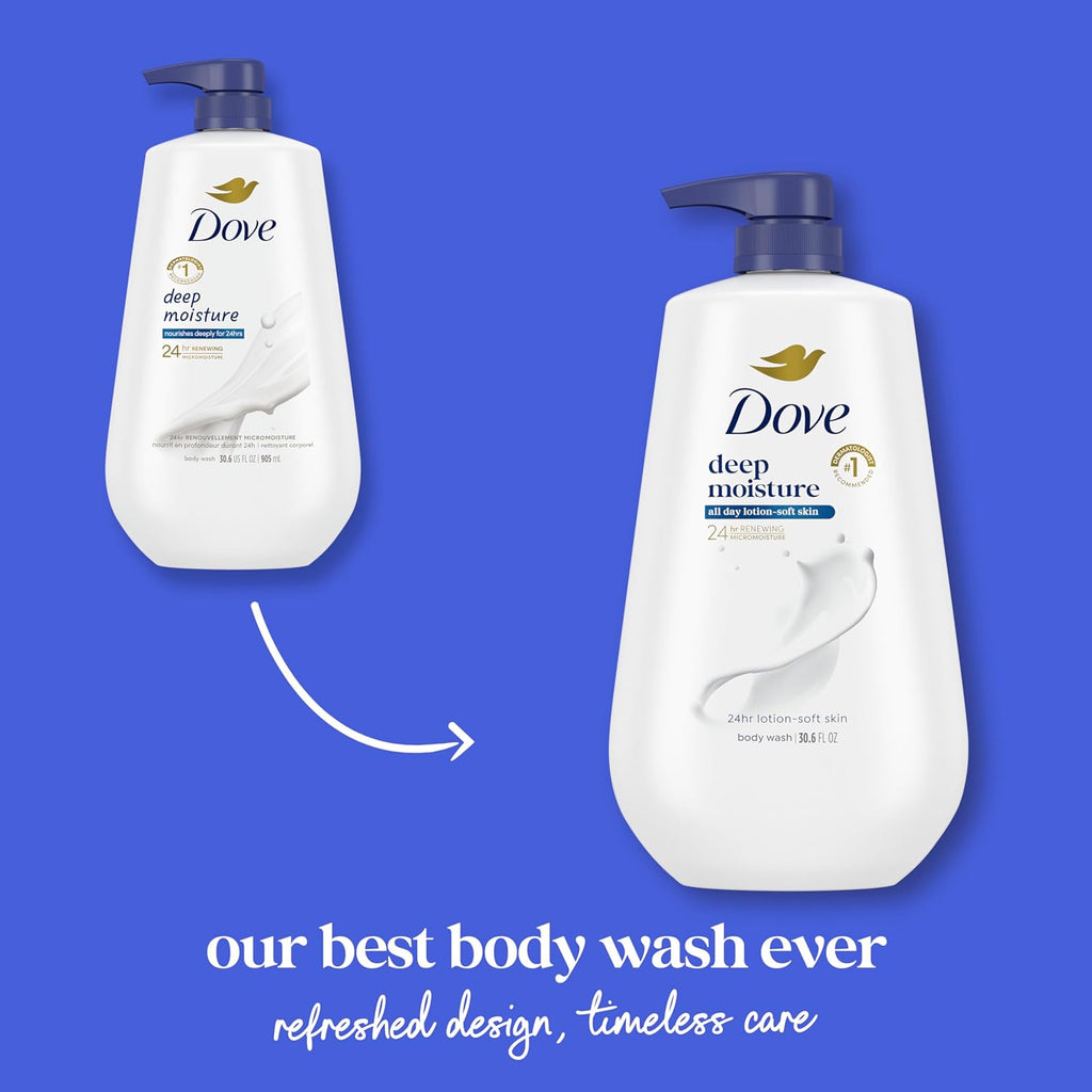 Body Wash Deep Moisture for 24Hr Lotion-Soft Skin Moisture Moisturizing Skin Cleanser with No Sulfates No Parabens 30.6 Oz