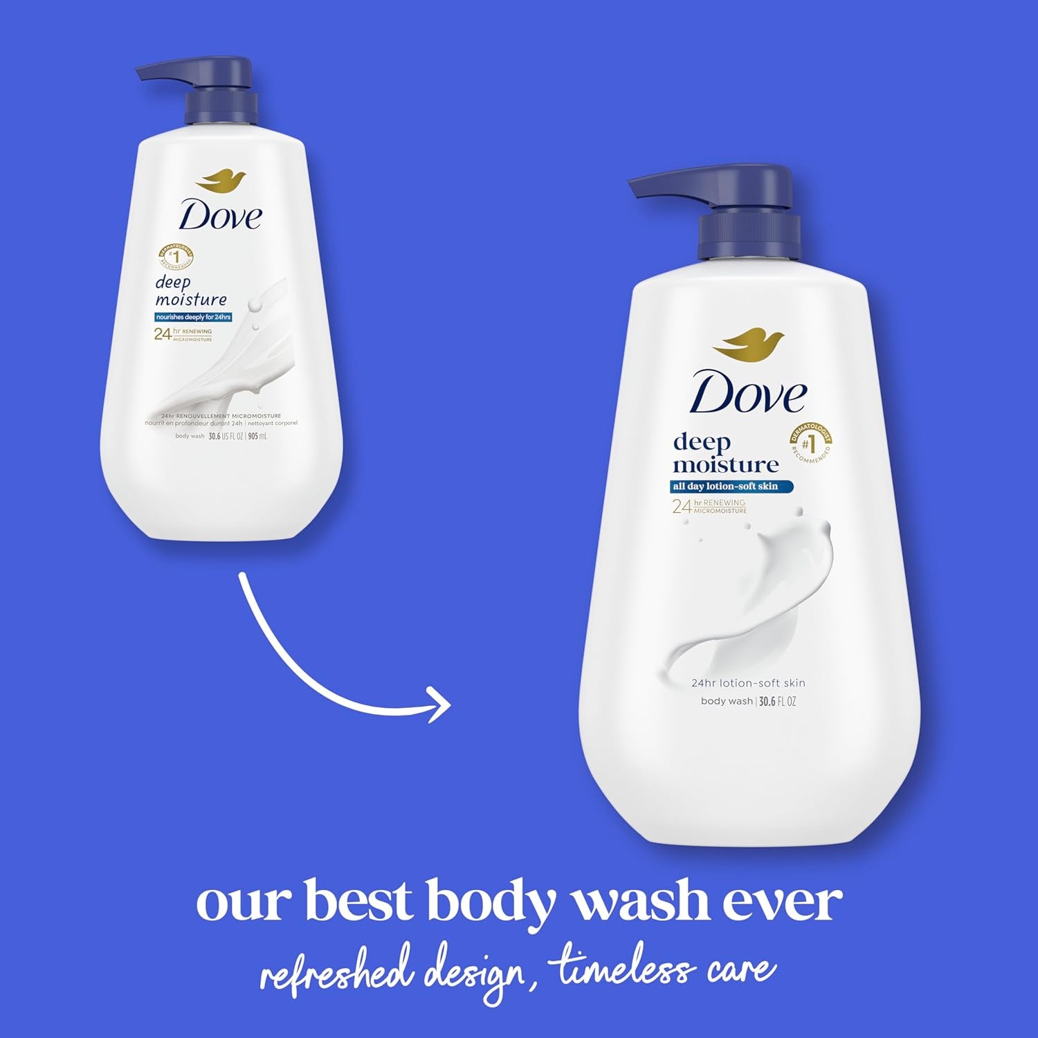 Body Wash Deep Moisture for 24Hr Lotion-Soft Skin Moisture Moisturizing Skin Cleanser with No Sulfates No Parabens 30.6 Oz