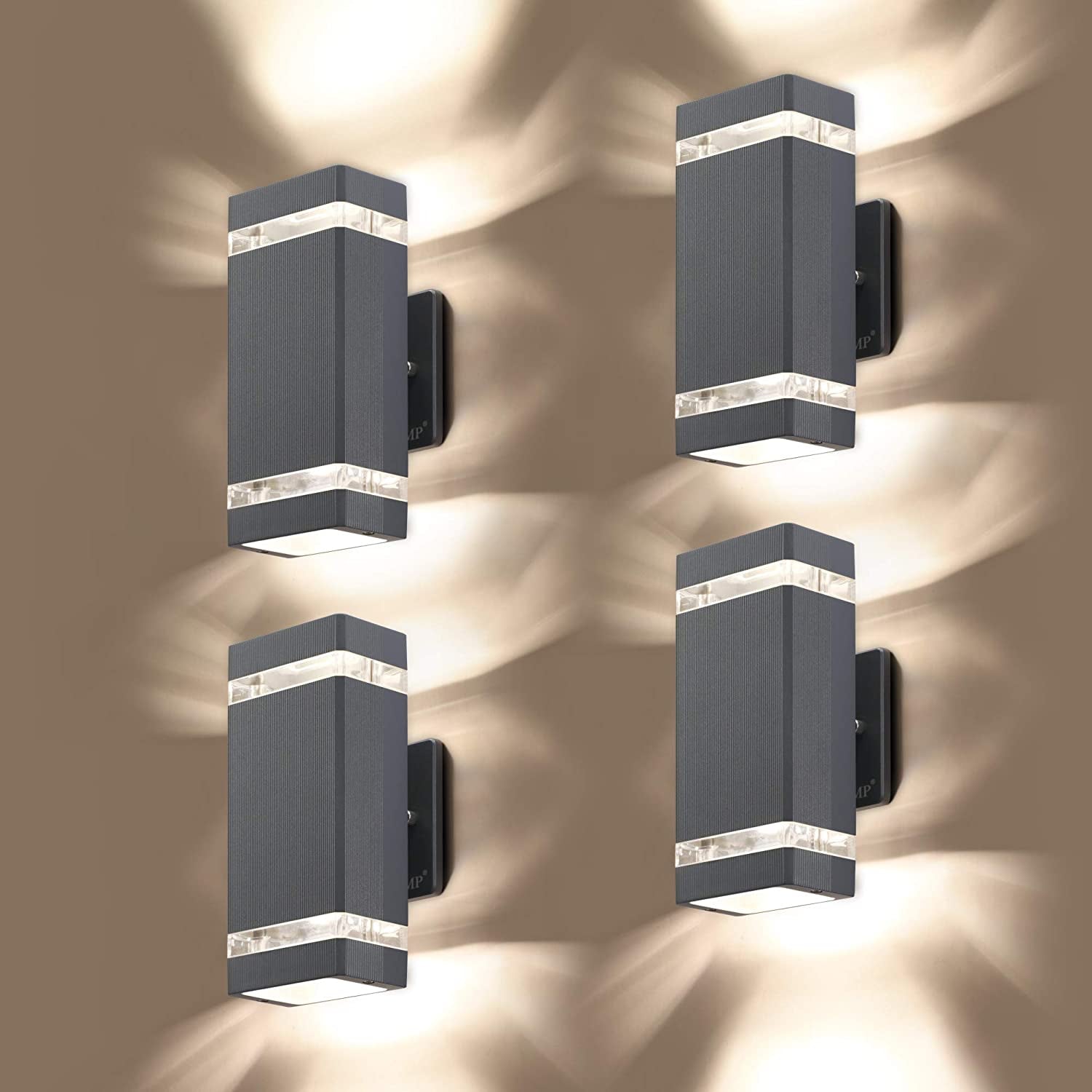 2 Pack LED Square up and down Lights Outdoor Wall Light，Body in Aluminum Waterproof Outdoor Wall Lamps，3000K 5W with Certificate ETL