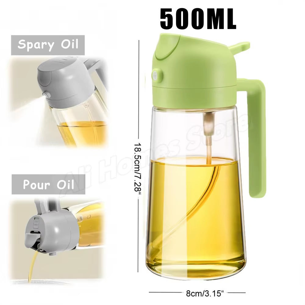 16Oz Oil Dispenser Bottle for Kitchen, 2 in 1 Olive Oil Dispenser and Oil Sprayer, 500Ml Olive Oil Spray Bottle Forjar Cooking