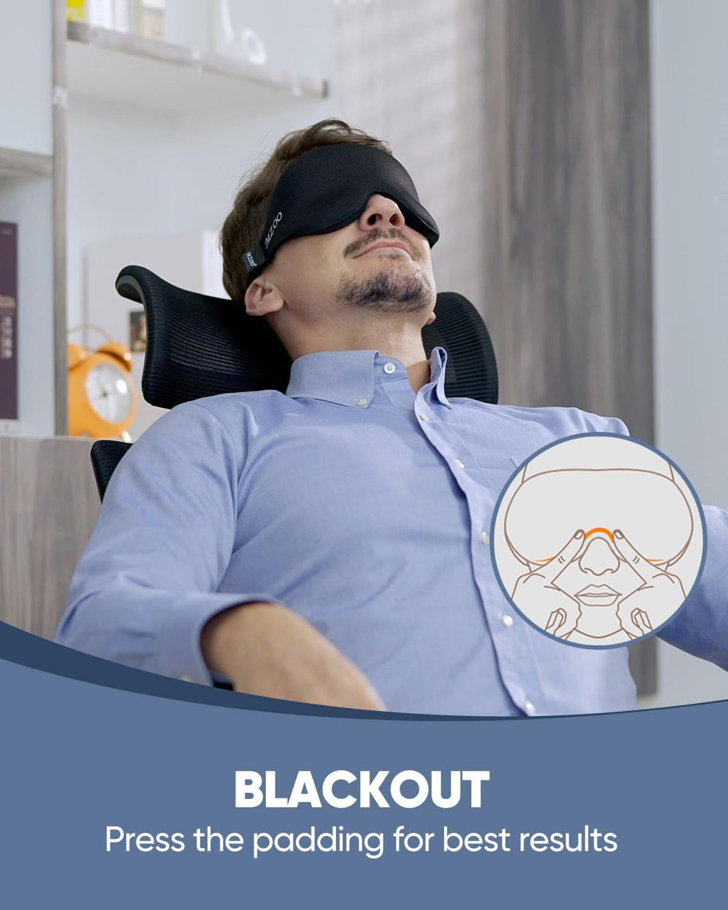 Luxury Sleep Eye Mask for Side Sleeper Men Women, Zero Eye Pressure 3D Sleeping Mask, Light Blocking Patented Design Night Blindfold, Soft Eye Shade Cover for Travel, Black