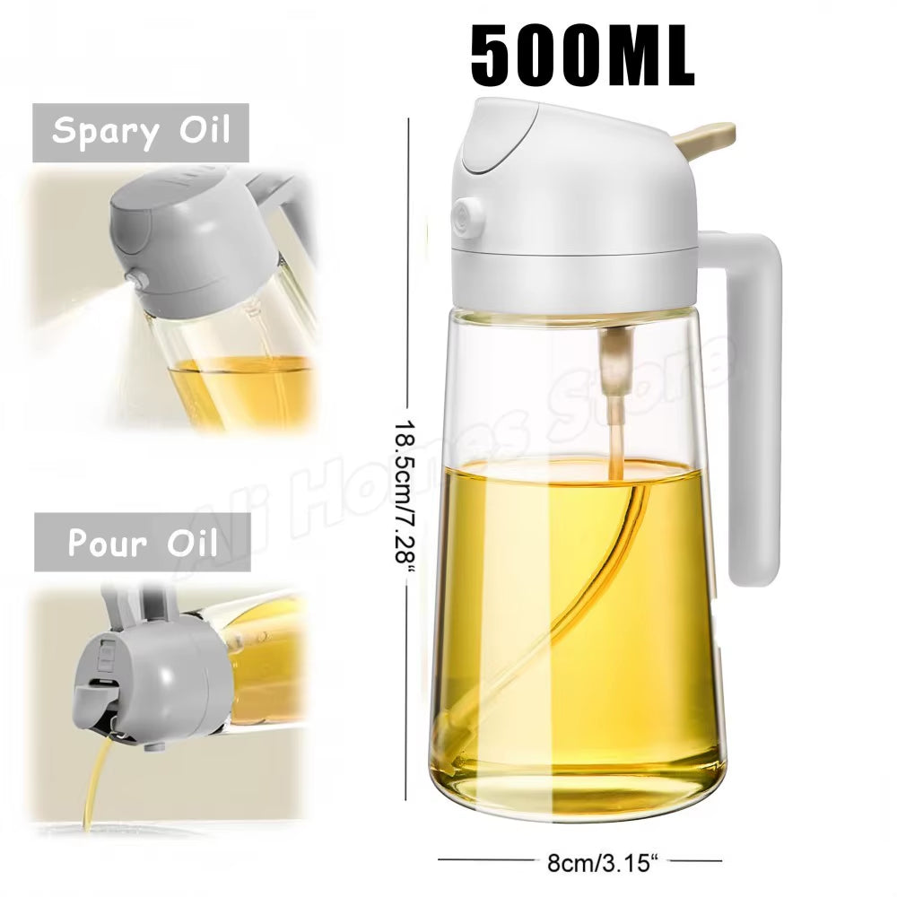 16Oz Oil Dispenser Bottle for Kitchen, 2 in 1 Olive Oil Dispenser and Oil Sprayer, 500Ml Olive Oil Spray Bottle Forjar Cooking