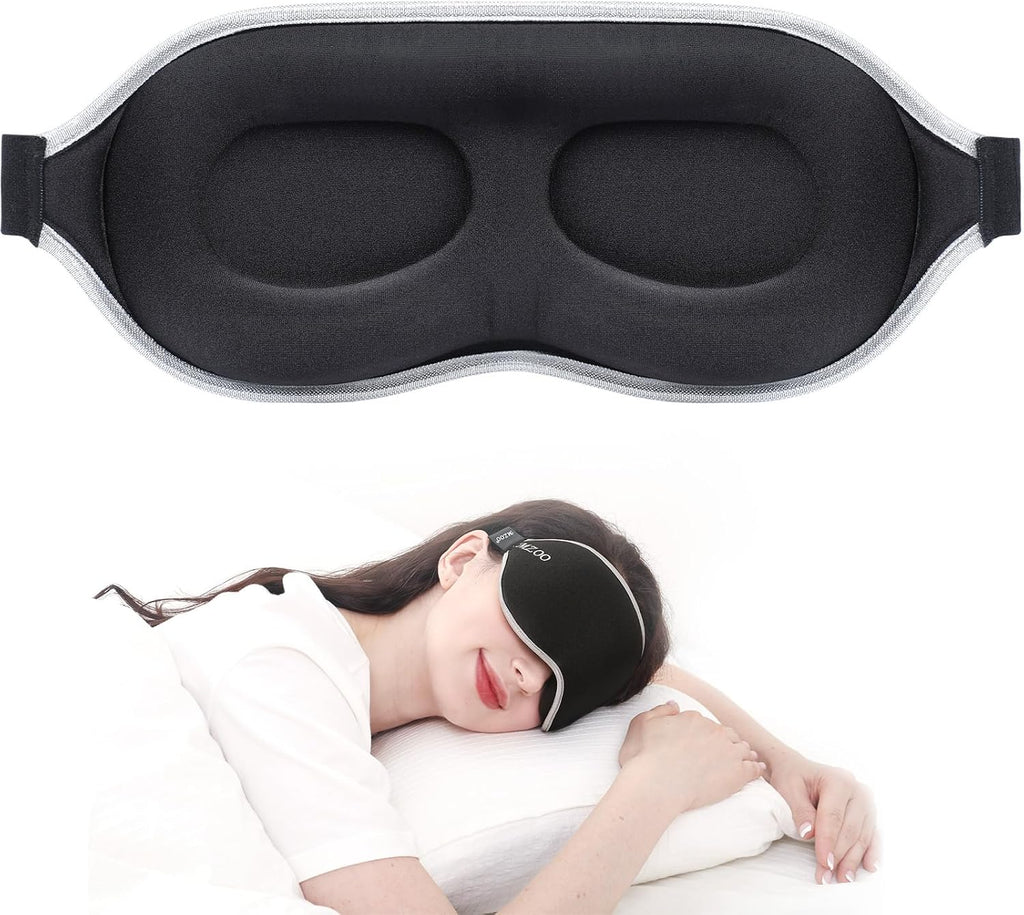 Luxury Sleep Eye Mask for Side Sleeper Men Women, Zero Eye Pressure 3D Sleeping Mask, Light Blocking Patented Design Night Blindfold, Soft Eye Shade Cover for Travel, Black