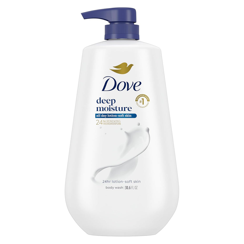 Body Wash Deep Moisture for 24Hr Lotion-Soft Skin Moisture Moisturizing Skin Cleanser with No Sulfates No Parabens 30.6 Oz