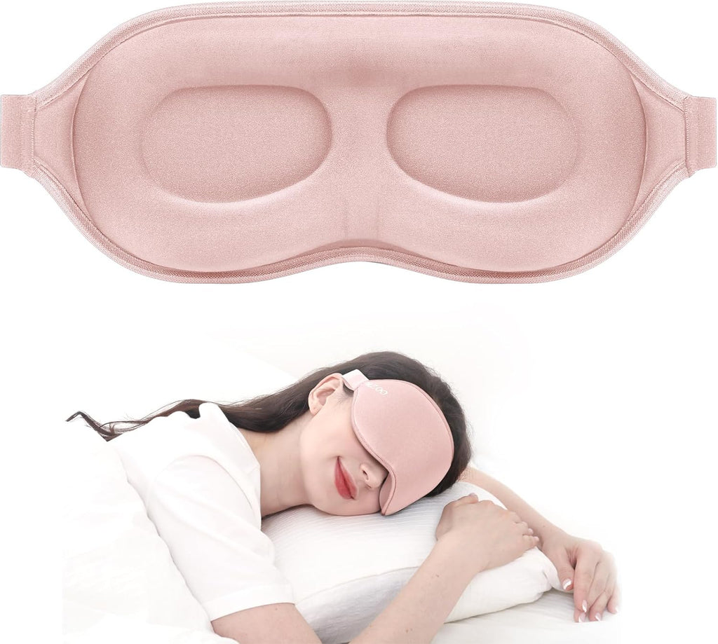 Luxury Sleep Eye Mask for Side Sleeper Men Women, Zero Eye Pressure 3D Sleeping Mask, Light Blocking Patented Design Night Blindfold, Soft Eye Shade Cover for Travel, Black