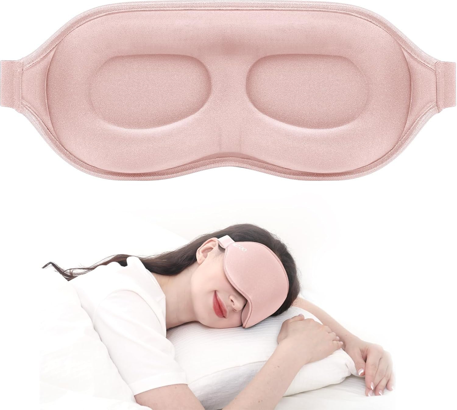 Luxury Sleep Eye Mask for Side Sleeper Men Women, Zero Eye Pressure 3D Sleeping Mask, Light Blocking Patented Design Night Blindfold, Soft Eye Shade Cover for Travel, Black