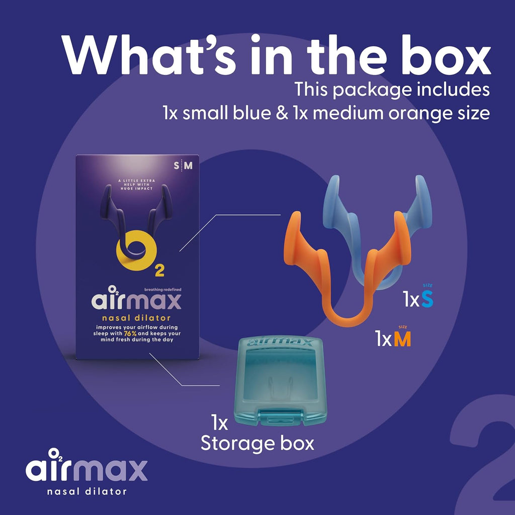 Nasal Dilators Trial Pack - anti Snoring Devices - 76% More Airflow for Better Breathing & against Nasal Congestion - Guaranteed Fit (1X Small & 1X Medium) - Reusable