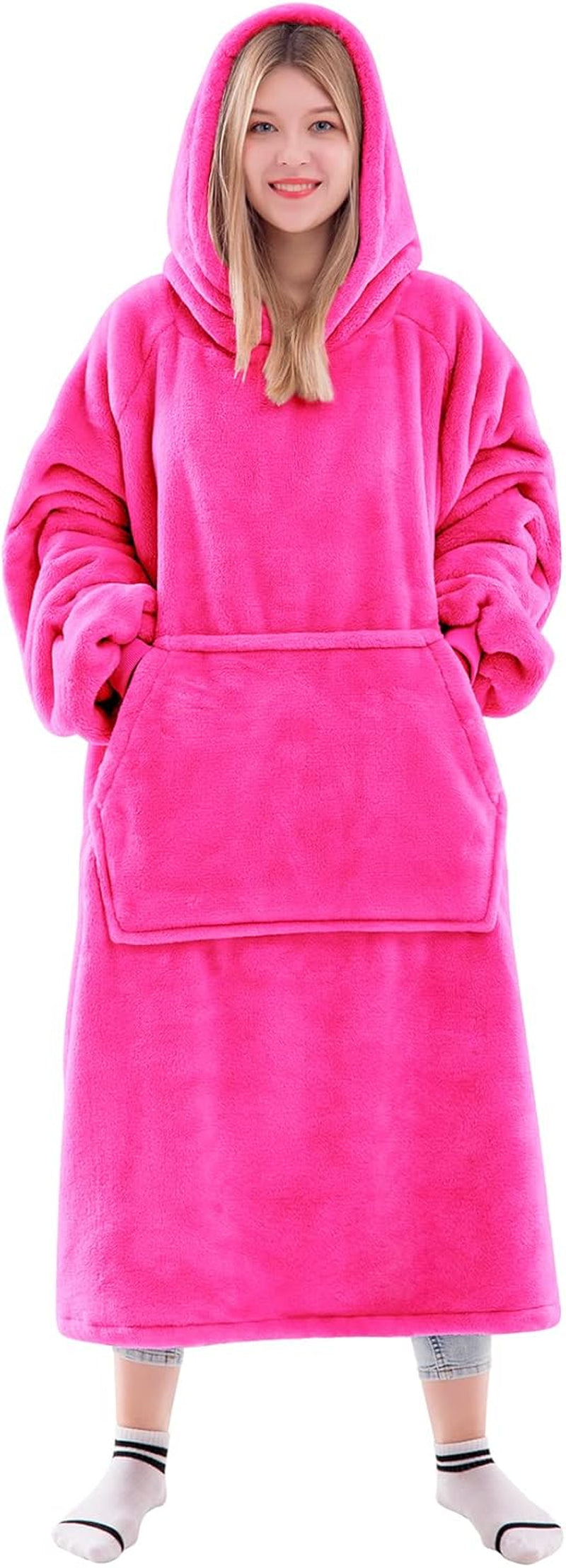 Wearable Blanket Sweatshirt Gifts for Women and Men, Warm and Cozy Giant Blanket Hoodie, Thick Flannel Blanket with Sleeves and Giant Pocket - Dark Gray