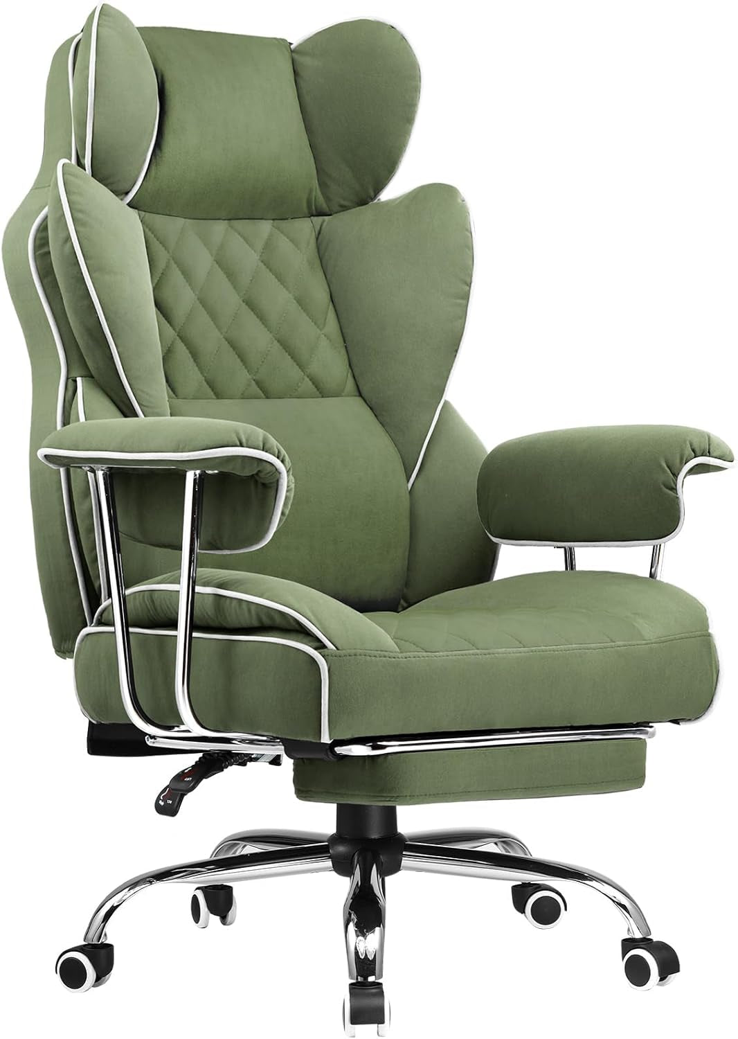 Big and Tall Office Chair, High Back Leather Gaming Chair with Footrest, Executive Ergonomic Office Chair with Pocket Spring Lumbar Support and with Outward Fixed Soft Armrests