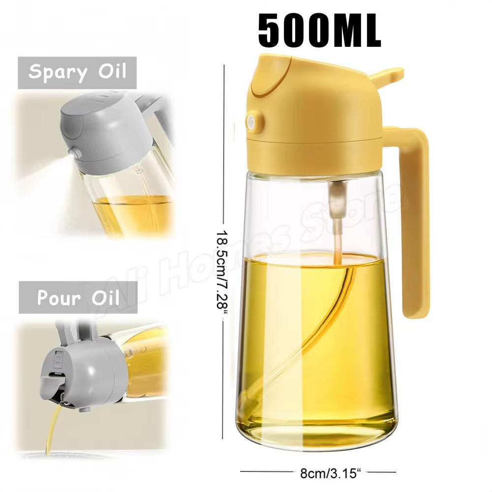 16Oz Oil Dispenser Bottle for Kitchen, 2 in 1 Olive Oil Dispenser and Oil Sprayer, 500Ml Olive Oil Spray Bottle Forjar Cooking