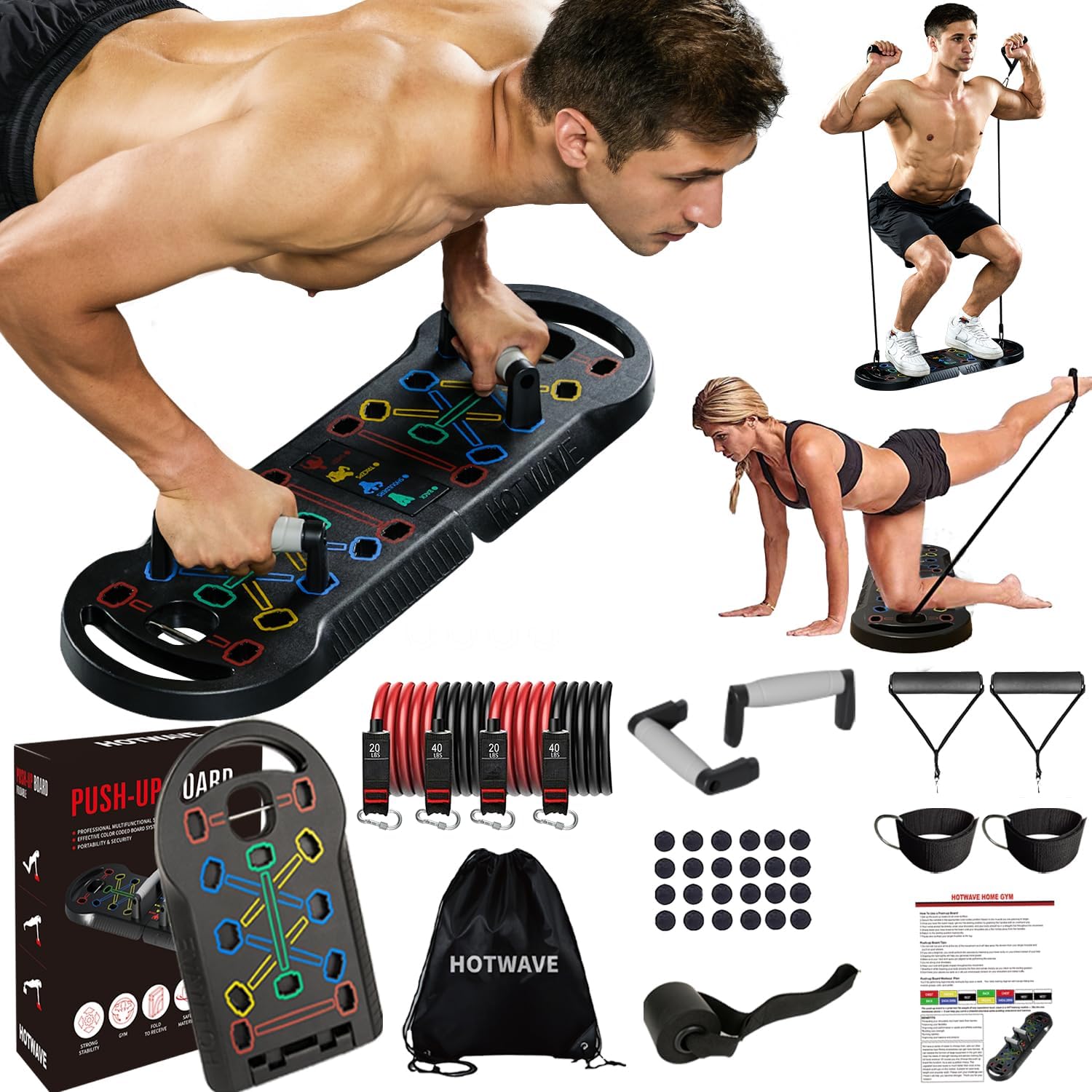 Push up Board Fitness, Portable Foldable 20 in 1 Push up Bar at Home Gym, Pushup Handles for Floor. Professional Strength Training Equipment for Man and Women,Patent Pending