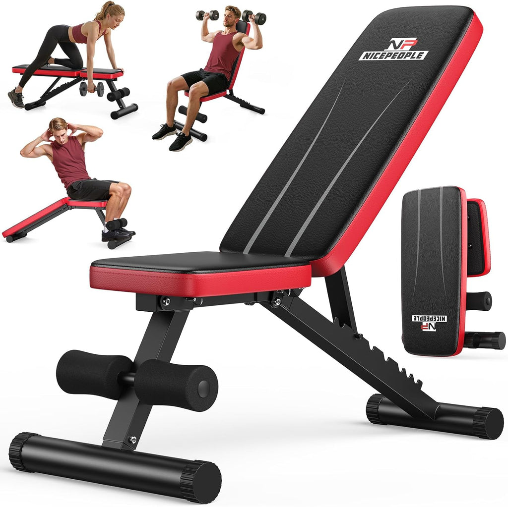 Adjustable Weight Bench for Home Gym, 660LBS Capacity Workout Bench with 8 Backrests for Chest Shoulders Arms, Compact and Foldable Strength Bench for Small Space Apartment Room