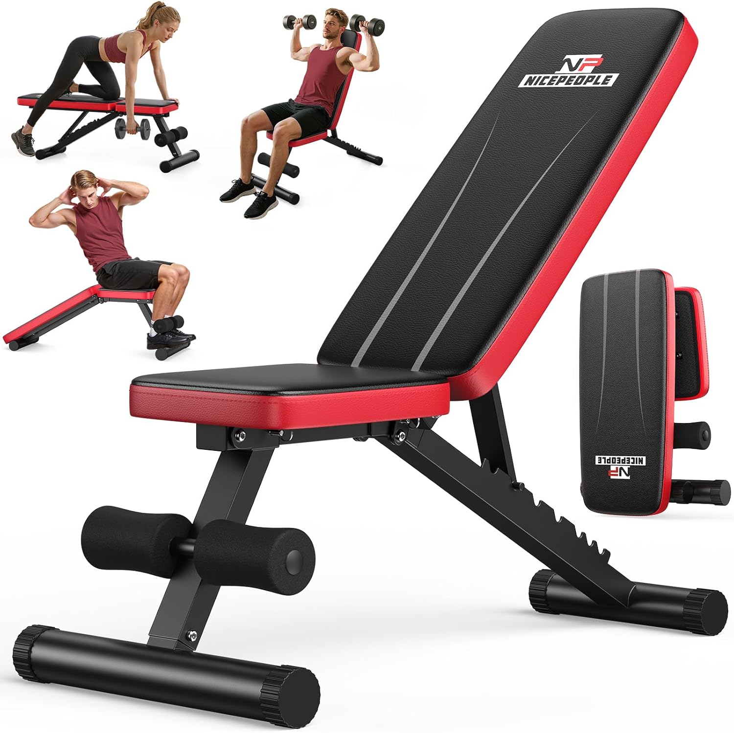 Adjustable Weight Bench for Home Gym, 660LBS Capacity Workout Bench with 8 Backrests for Chest Shoulders Arms, Compact and Foldable Strength Bench for Small Space Apartment Room