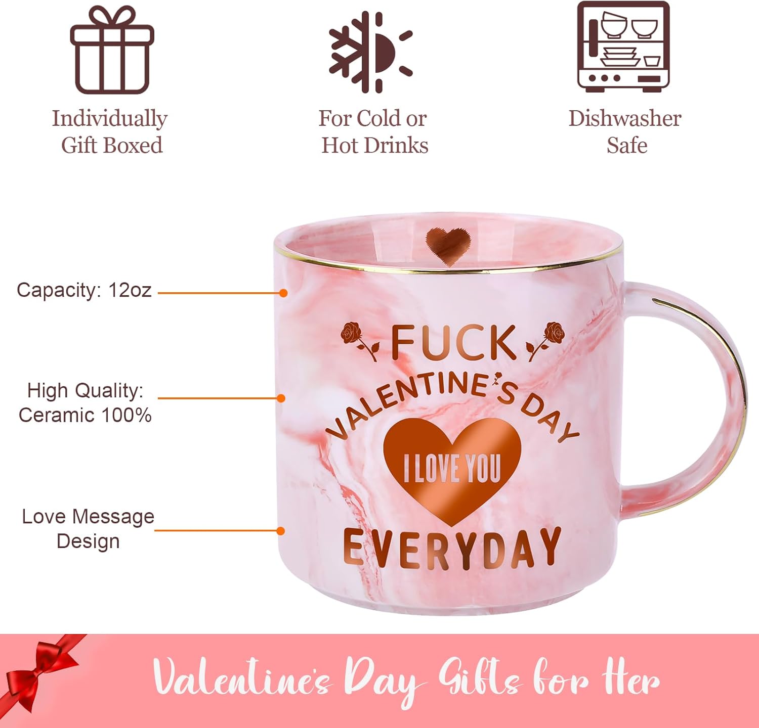 Valentines Day Gifts for Her: 12 OZ Funny Coffee Mug - Galentines Day Gifts for Women Girlfriend Wife from Him Husband Boyfriend - Valentines Anniversary Birthday Novelty Presents for Women