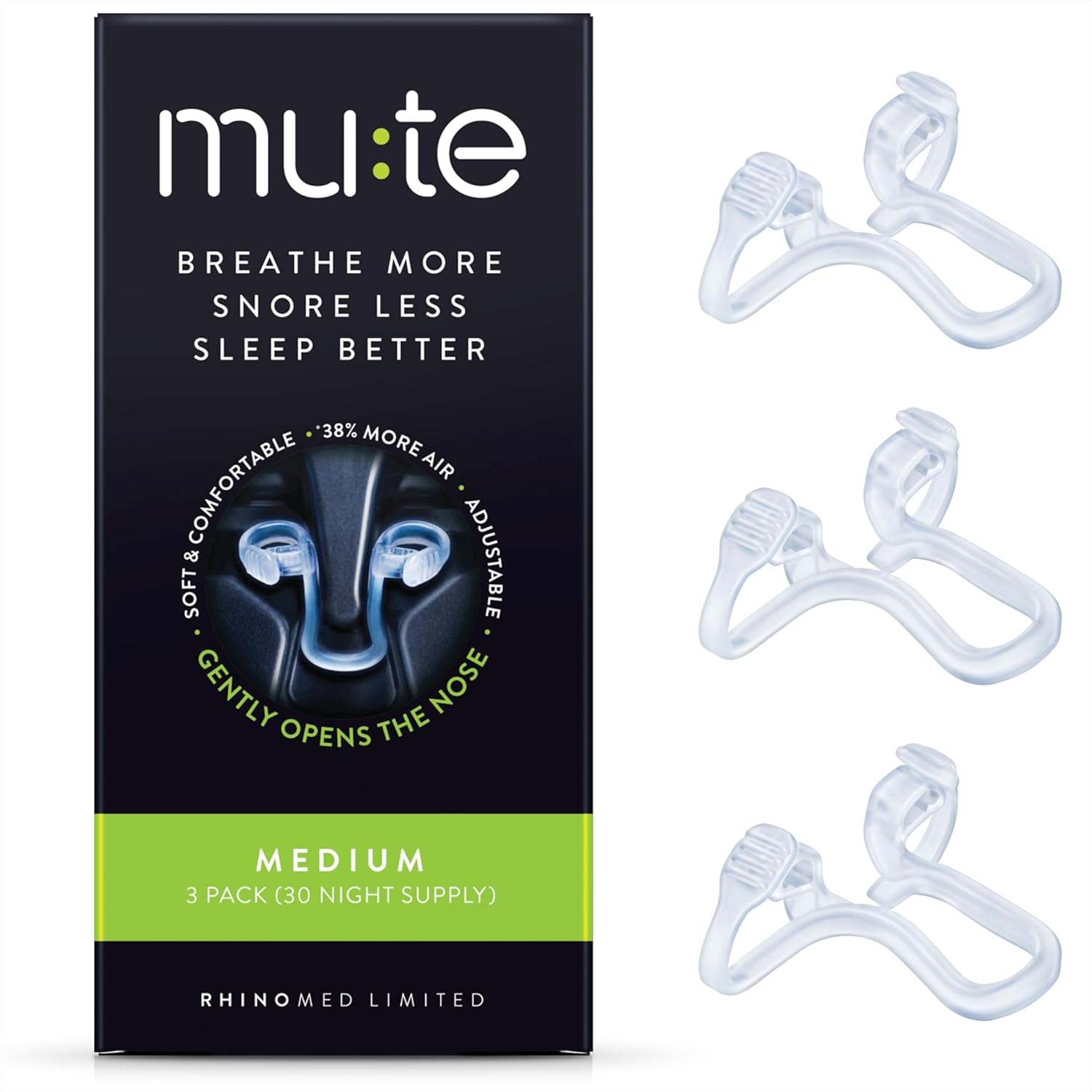 MUTE by  Nasal Dilator for Snore Reduction Starter Pack Increases Airflow anti Snoring Devices Nasal Dilators for Sleeping Transparent Internal Nasal Dilator Snoring Solution