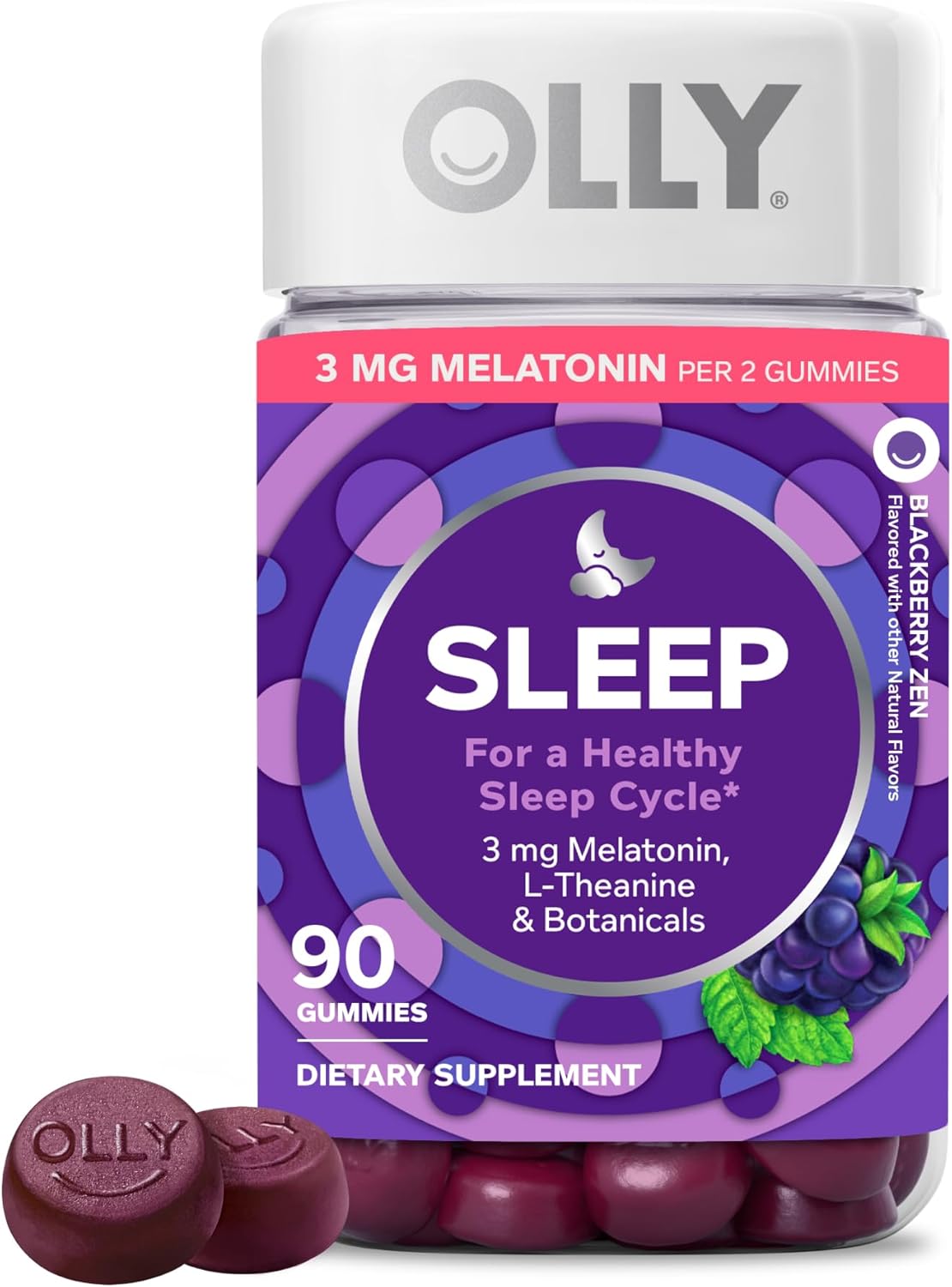 Restful Sleep Gummy Supplement with Melatonin & L-Theanine Chamomile, Blackberry Zen, 50 Gummies (25 Day Supply) Supports a Healthy Sleep Cycle* (Packaging May Vary)