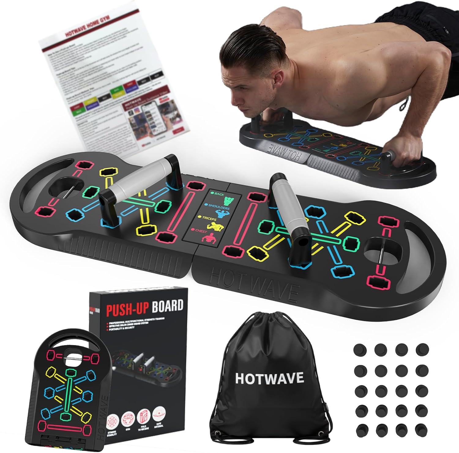 Push up Board Fitness, Portable Foldable 20 in 1 Push up Bar at Home Gym, Pushup Handles for Floor. Professional Strength Training Equipment for Man and Women,Patent Pending