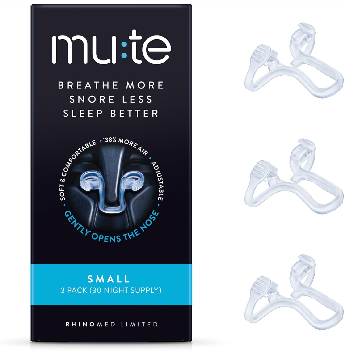 MUTE by  Nasal Dilator for Snore Reduction Starter Pack Increases Airflow anti Snoring Devices Nasal Dilators for Sleeping Transparent Internal Nasal Dilator Snoring Solution