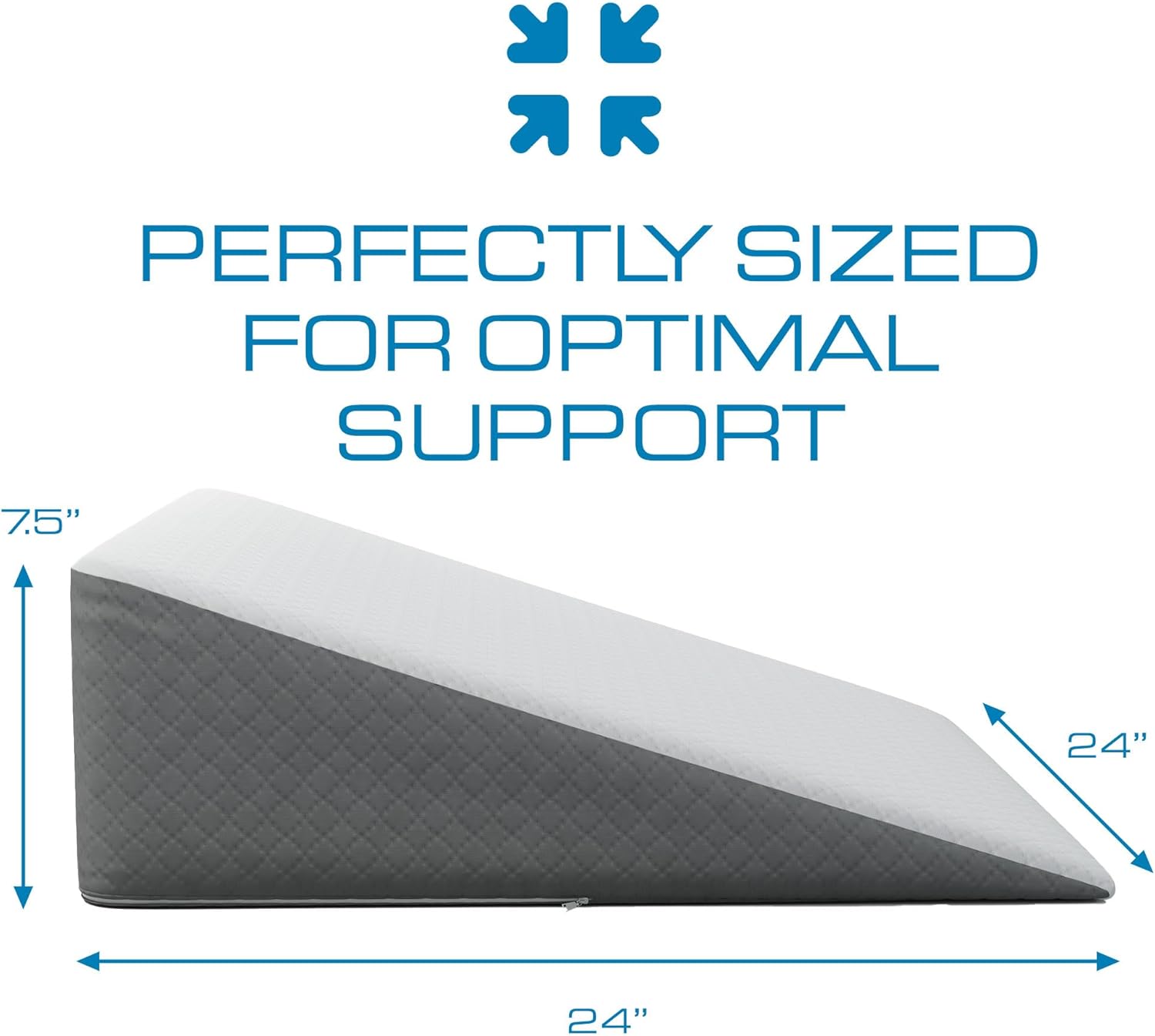 Bed Wedge Pillow for Sleep Apnea, FSA Eligible Acid Reflux, and Back Pain Relief, with Chic Jacquard Cover - Headboard Wedges for Sleeping (Standard Width 7.5" Height)
