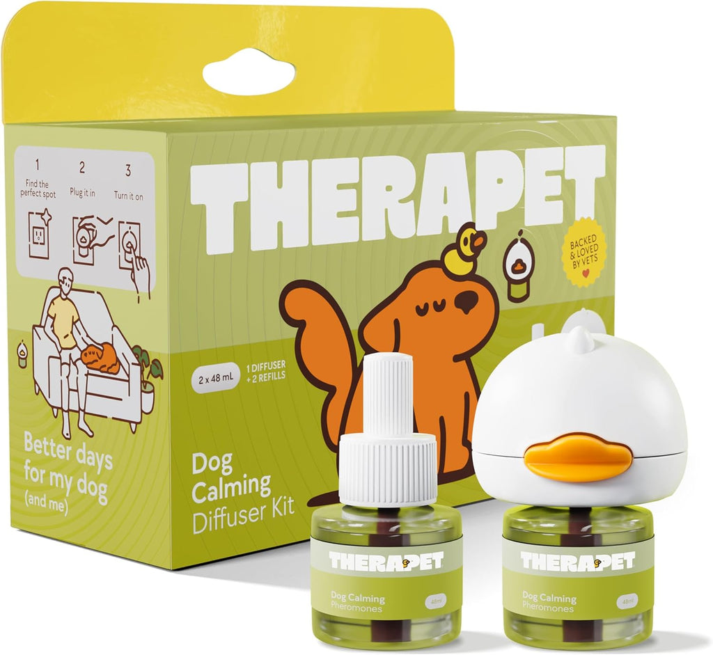 Dog Calming Diffuser - for Stress, Destructive Behavior, Pee Accidents, Separation Anxiety, Barking, Aggression & Chewing - 2 Count Refill Included 30-Day Each - Packaging May Vary