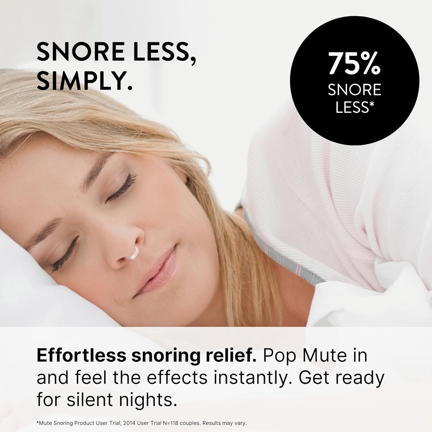 MUTE by  Nasal Dilator for Snore Reduction Starter Pack Increases Airflow anti Snoring Devices Nasal Dilators for Sleeping Transparent Internal Nasal Dilator Snoring Solution