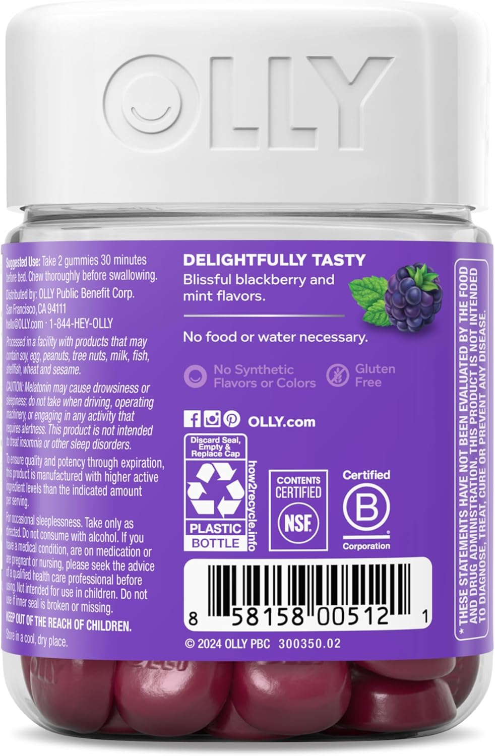 Restful Sleep Gummy Supplement with Melatonin & L-Theanine Chamomile, Blackberry Zen, 50 Gummies (25 Day Supply) Supports a Healthy Sleep Cycle* (Packaging May Vary)