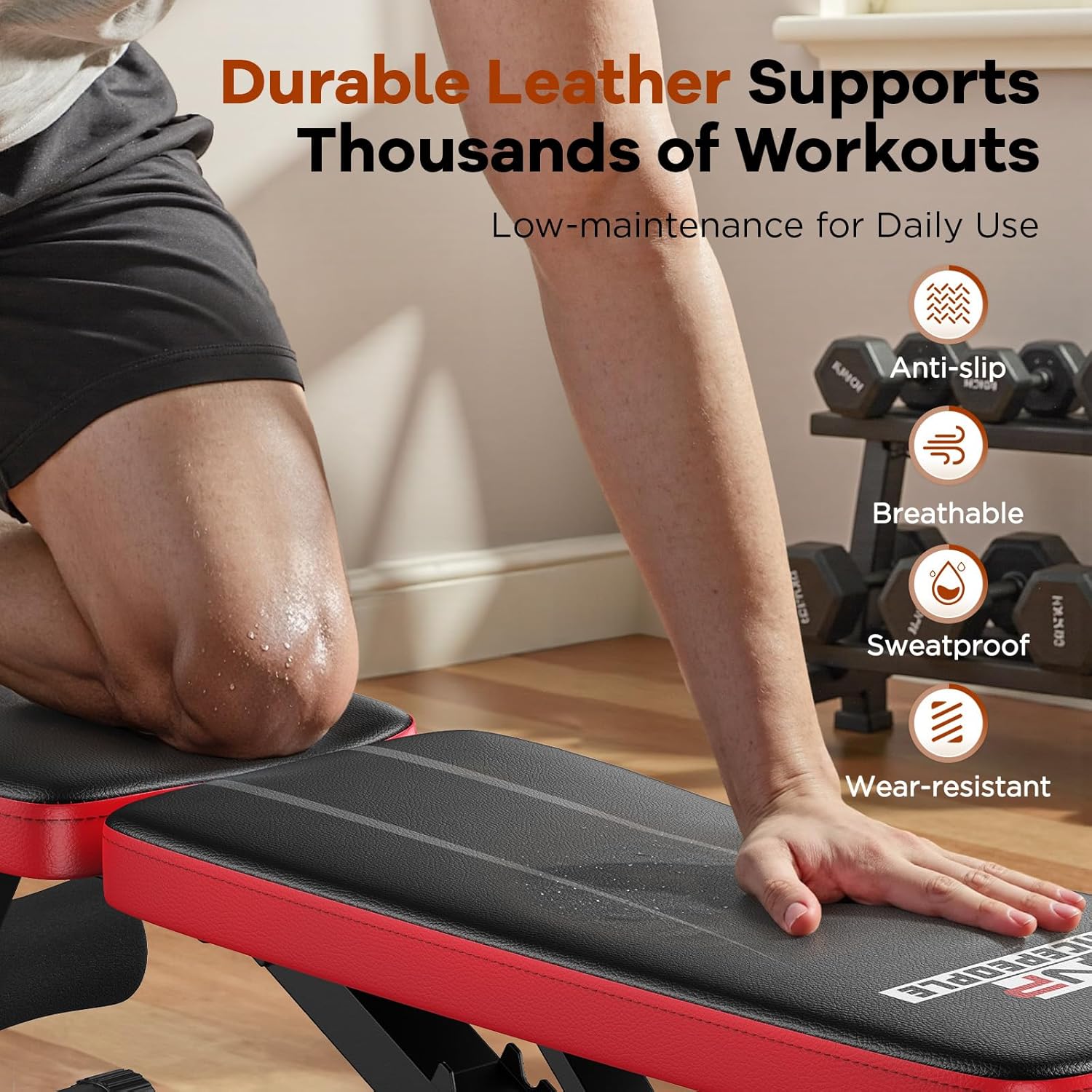 Adjustable Weight Bench for Home Gym, 660LBS Capacity Workout Bench with 8 Backrests for Chest Shoulders Arms, Compact and Foldable Strength Bench for Small Space Apartment Room
