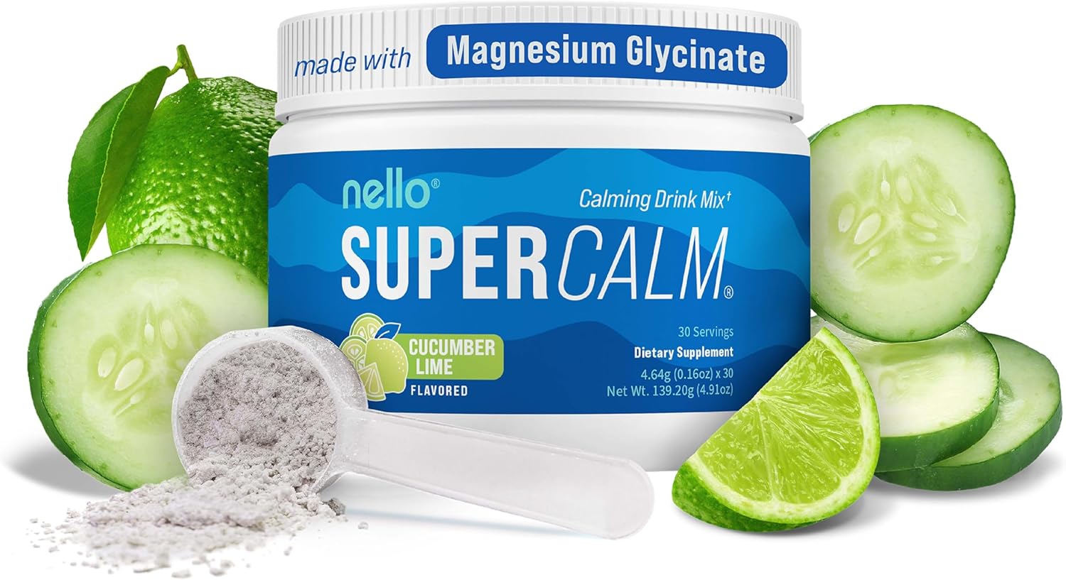 Supercalm Powdered Drink Mix, Cortisol Reducer and Sleep Aid Supplement, L Theanine, Ksm-66 Ashwagandha, Magnesium Glycinate, Vitamin D 3, No Sugar, Non GMO, on the Go, 20 Ct, Raspberry Lemonade