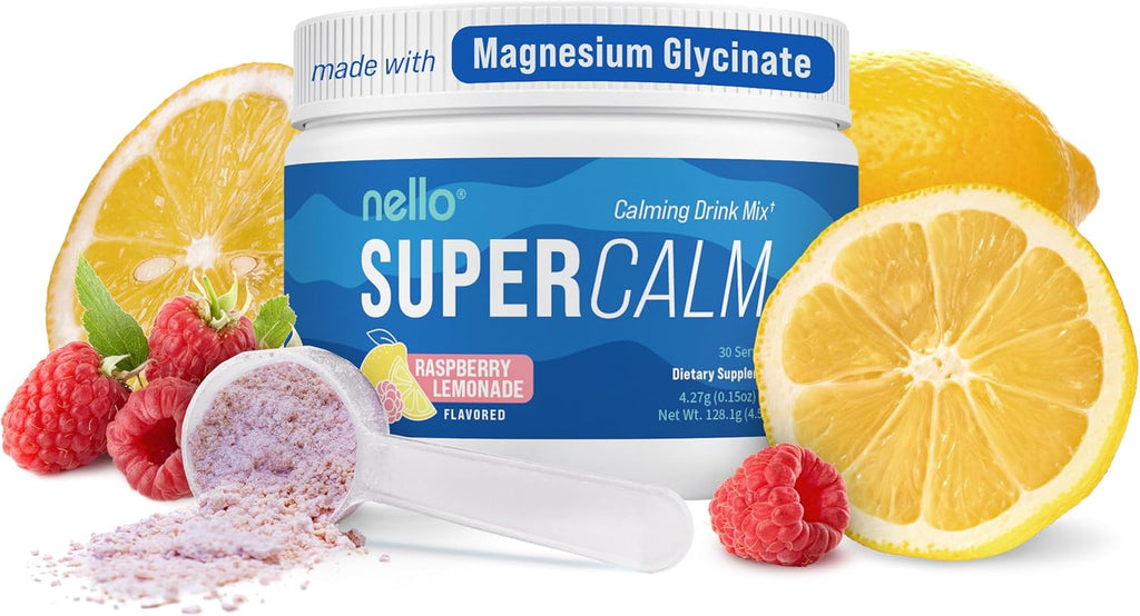 Supercalm Powdered Drink Mix, Cortisol Reducer and Sleep Aid Supplement, L Theanine, Ksm-66 Ashwagandha, Magnesium Glycinate, Vitamin D 3, No Sugar, Non GMO, on the Go, 20 Ct, Raspberry Lemonade