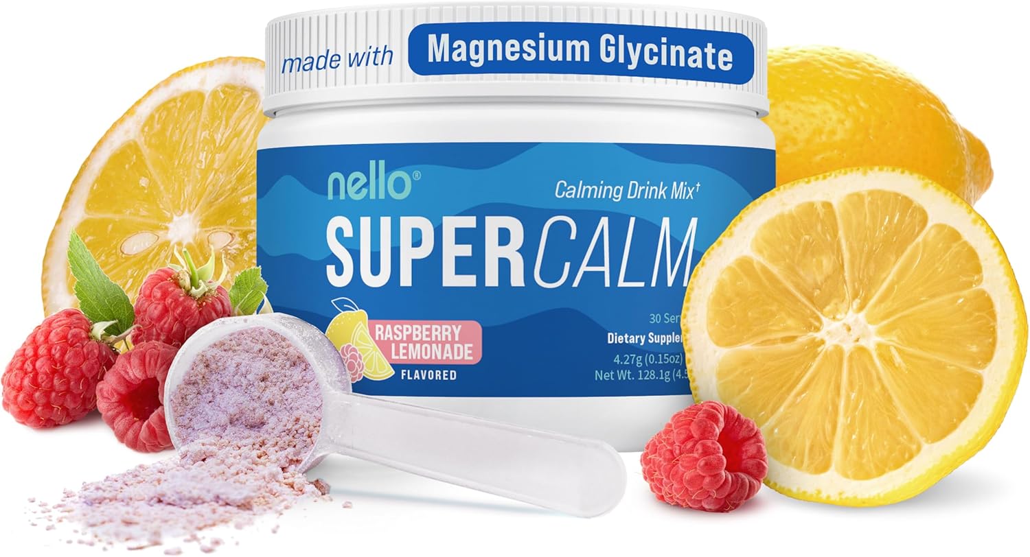 Supercalm Powdered Drink Mix, Cortisol Reducer and Sleep Aid Supplement, L Theanine, Ksm-66 Ashwagandha, Magnesium Glycinate, Vitamin D 3, No Sugar, Non GMO, on the Go, 20 Ct, Raspberry Lemonade