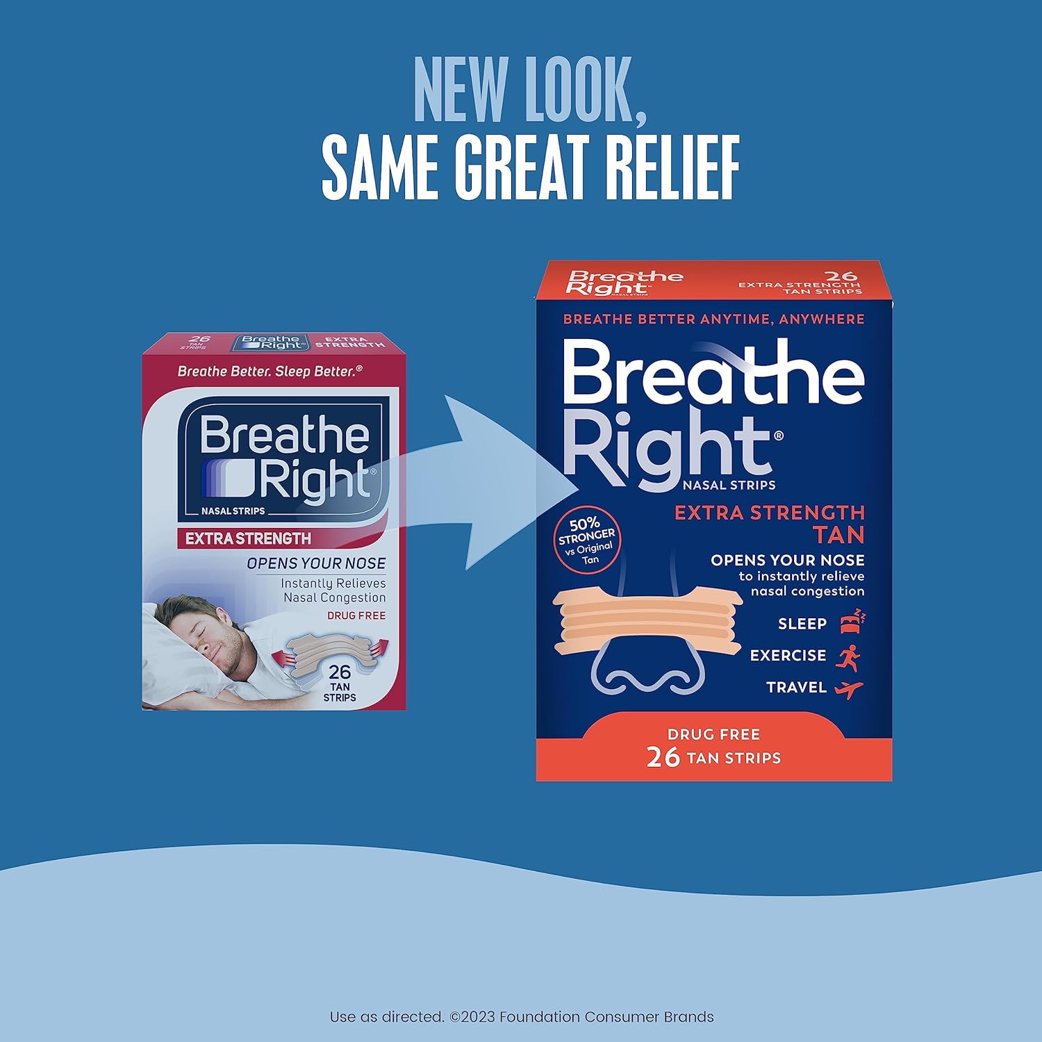 Nasal Strips, Extra Strength Tan Nose Strips, Drug-Free Nasal Congestion Relief for Better Breathing, Help Relieve Snoring, Caused by Colds & Allergies, Deviated Septum, 26Ct