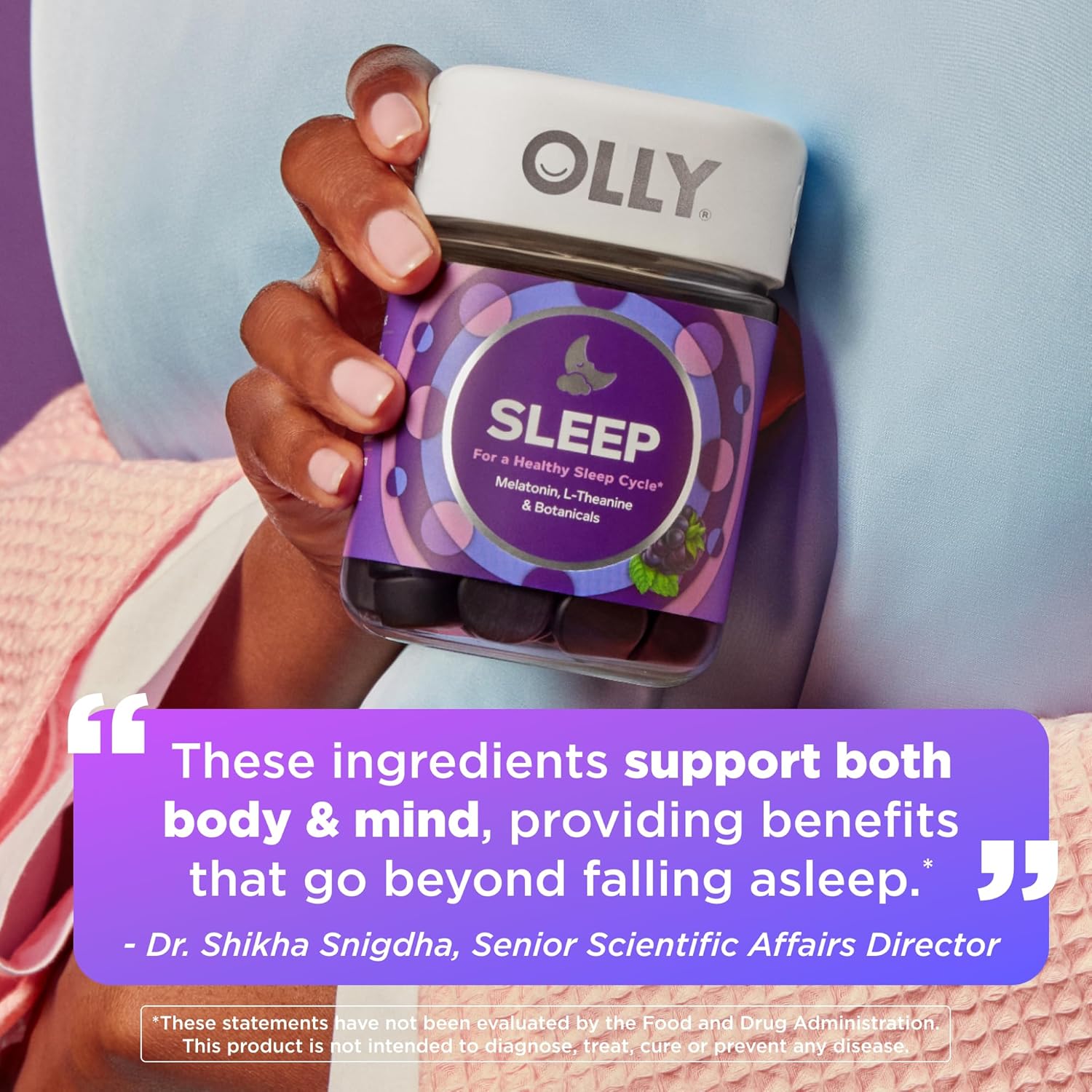 Restful Sleep Gummy Supplement with Melatonin & L-Theanine Chamomile, Blackberry Zen, 50 Gummies (25 Day Supply) Supports a Healthy Sleep Cycle* (Packaging May Vary)