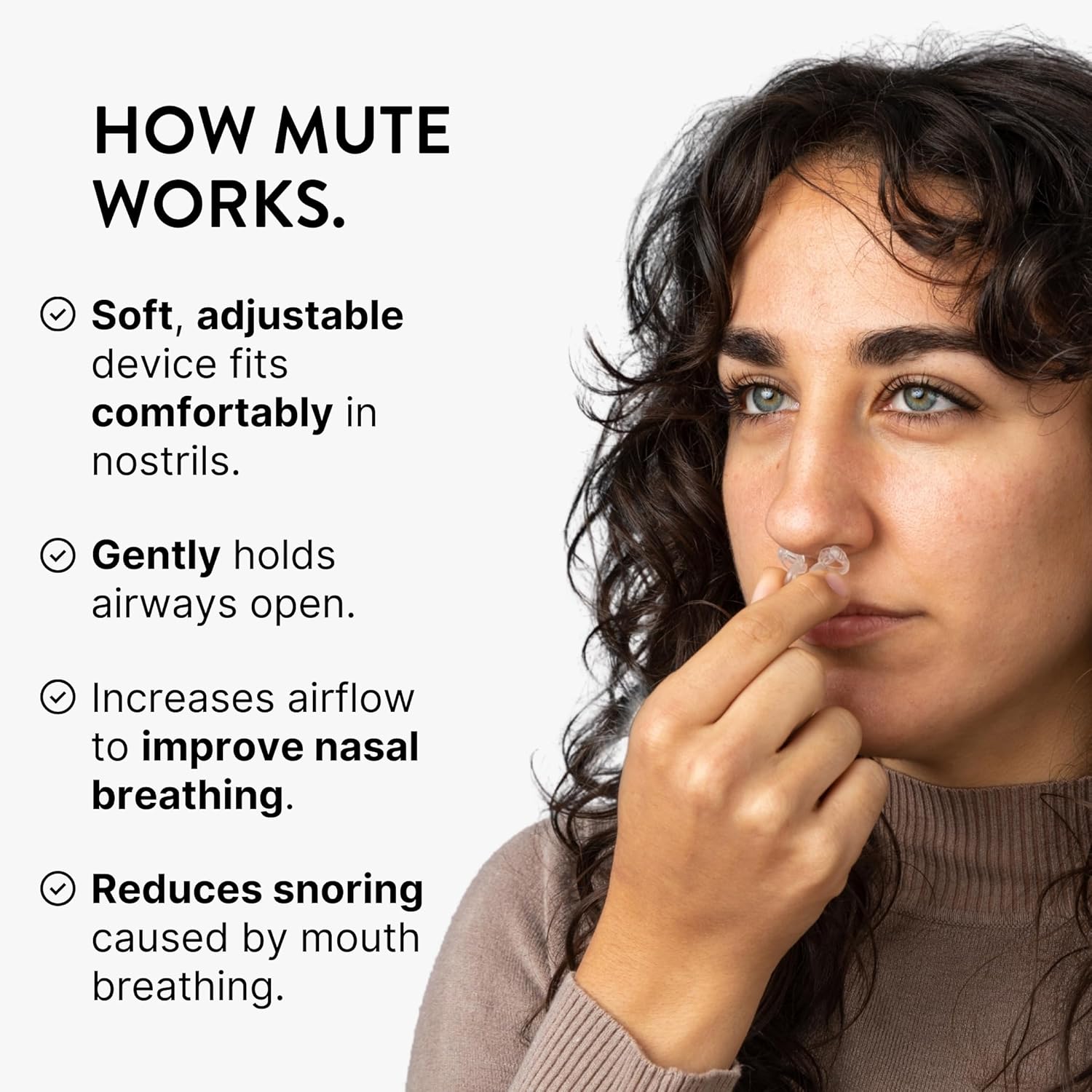 MUTE by  Nasal Dilator for Snore Reduction Starter Pack Increases Airflow anti Snoring Devices Nasal Dilators for Sleeping Transparent Internal Nasal Dilator Snoring Solution