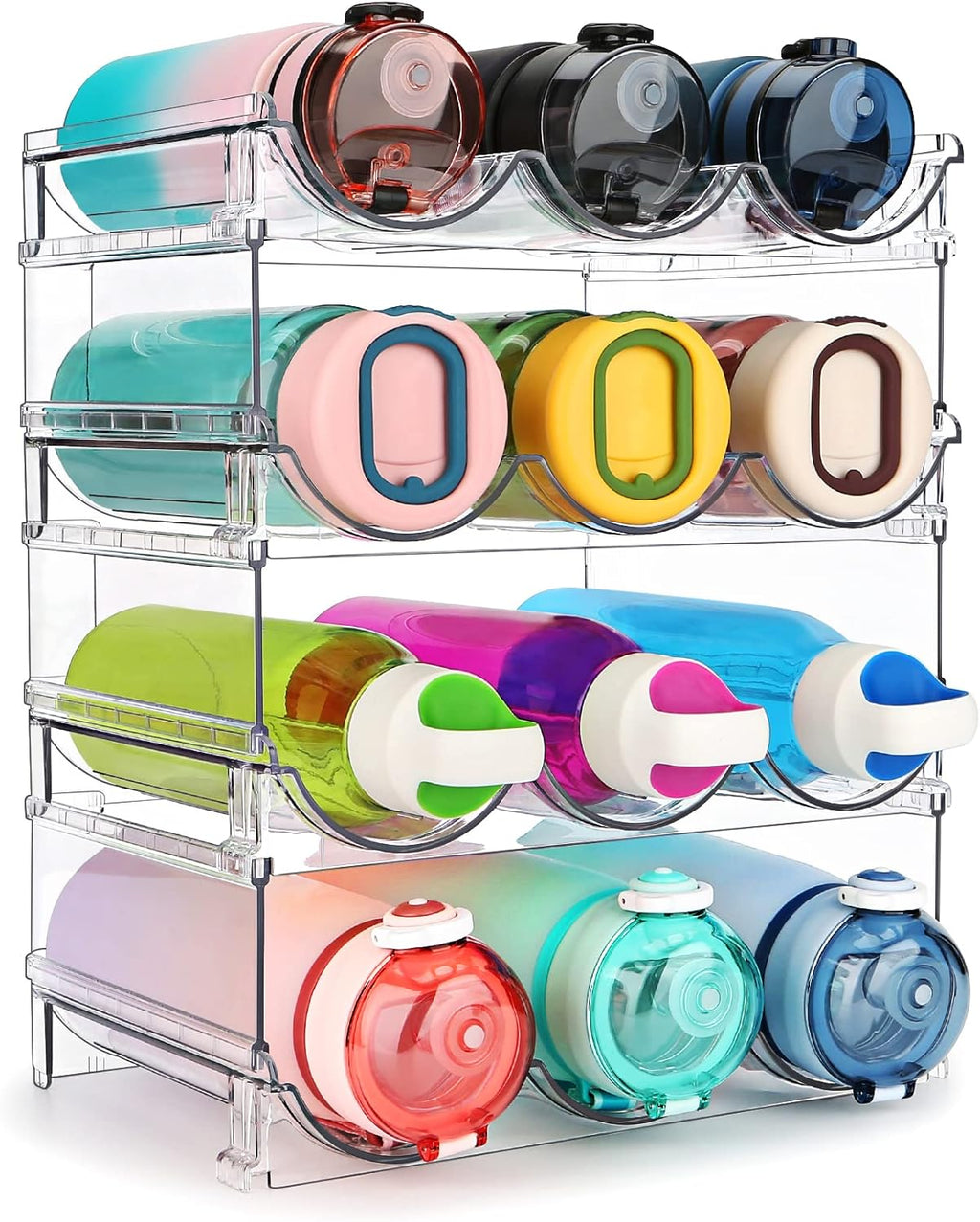 Water Bottle Organizer for Cabinet, Water Bottle Storage Organizer, 2 Packs Water Bottle Storage Rack, Water Bottle Holder for Cabinet, Stackable Water Bottle Storage Rack