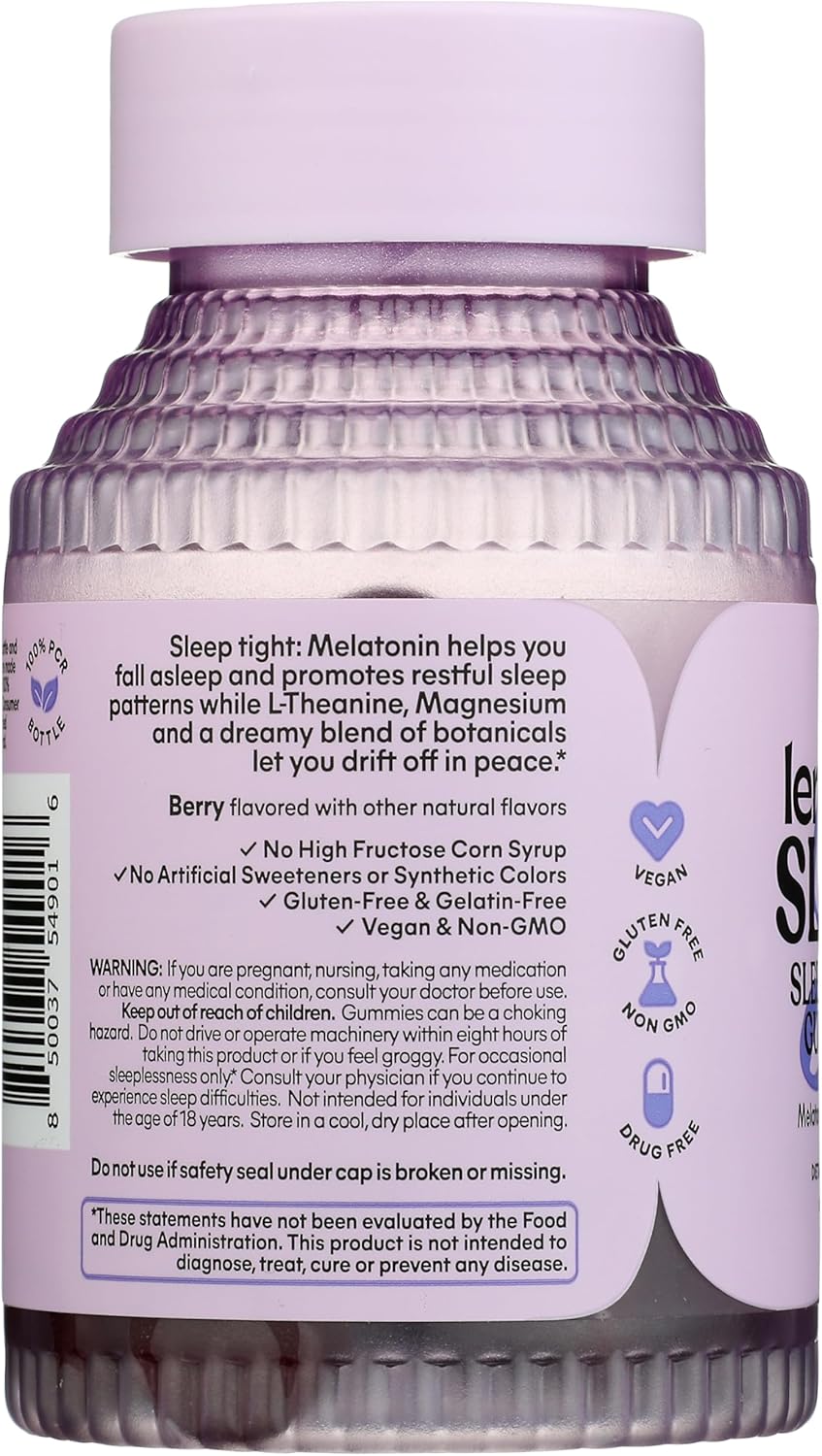 Sleep Gummies with 5Mg Melatonin, Elderberry, Magnesium, L-Theanine, Chamomile and Lavender, Drug-Free Nighttime Sleep Aid, Gluten Free, Gelatin Free, Non GMO, Berry Flavored (60 Count)