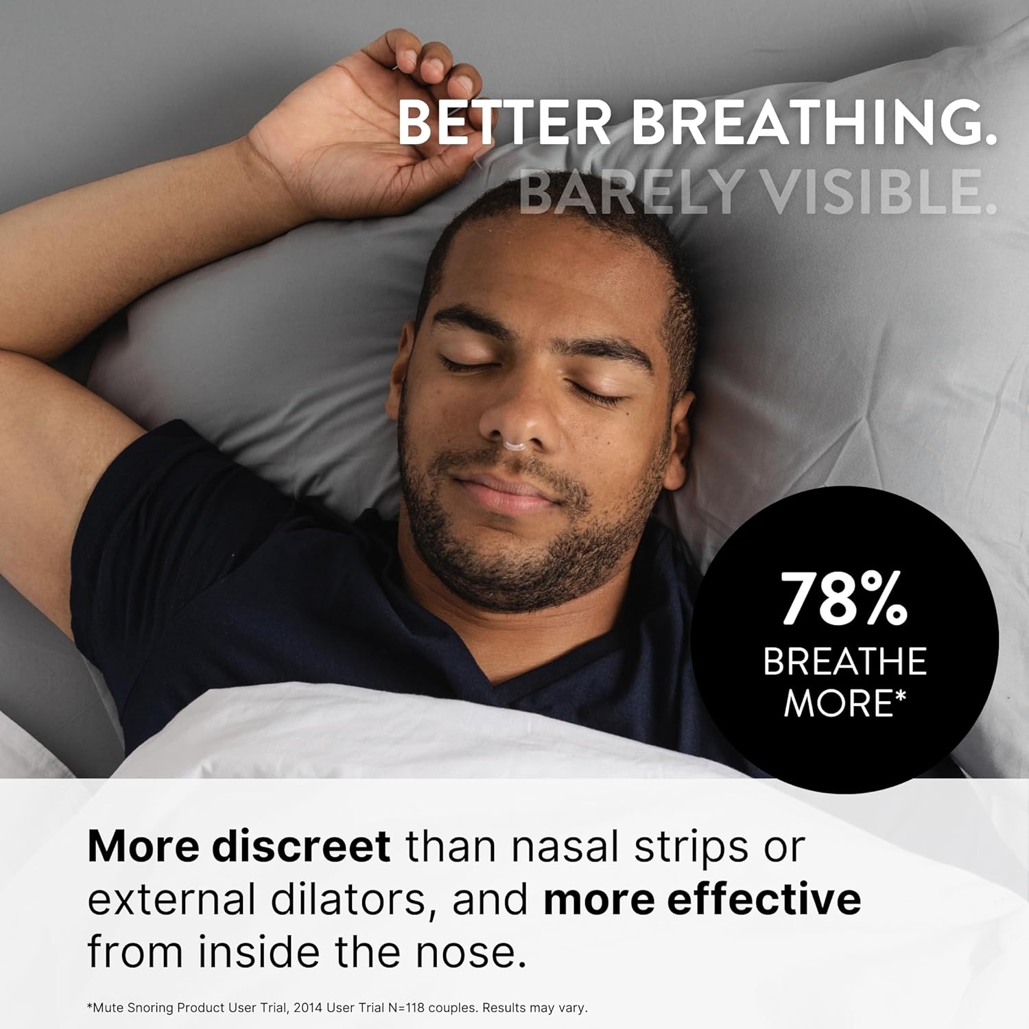 MUTE by  Nasal Dilator for Snore Reduction Starter Pack Increases Airflow anti Snoring Devices Nasal Dilators for Sleeping Transparent Internal Nasal Dilator Snoring Solution