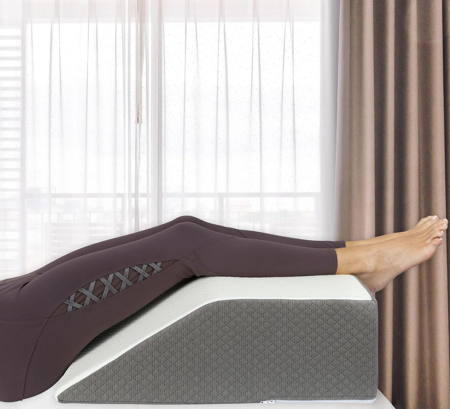 Bed Wedge Pillow for Sleep Apnea, FSA Eligible Acid Reflux, and Back Pain Relief, with Chic Jacquard Cover - Headboard Wedges for Sleeping (Standard Width 7.5" Height)