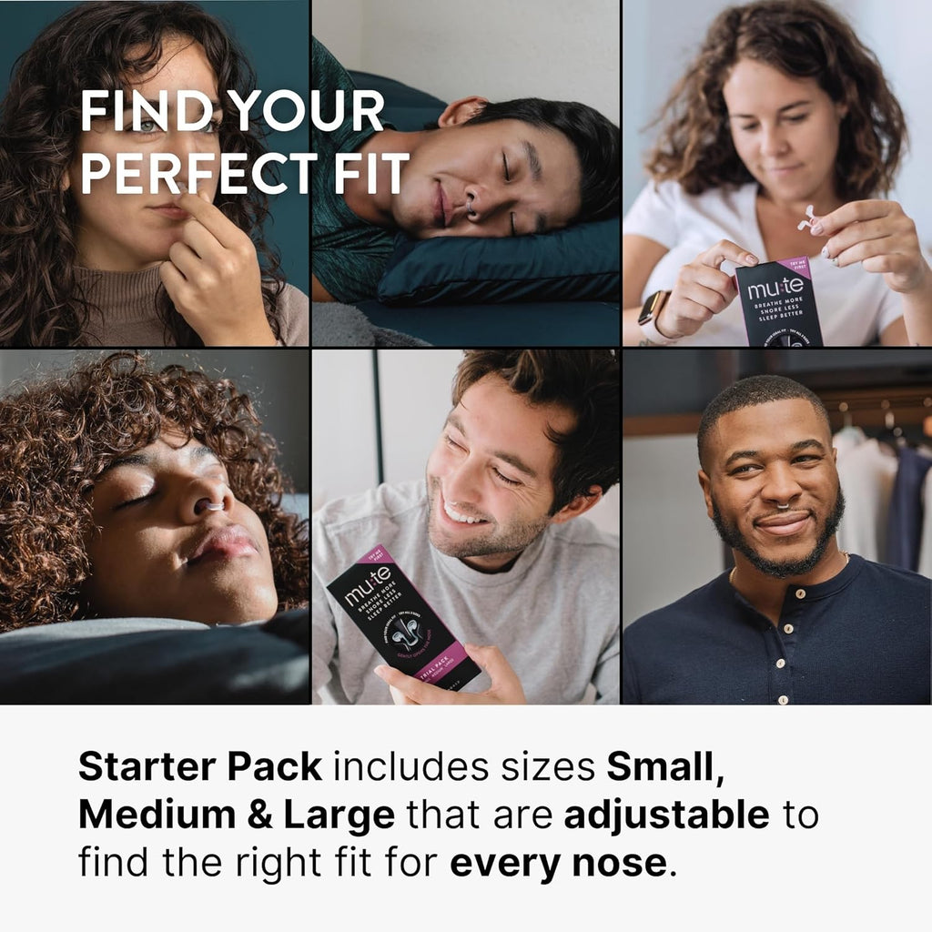 MUTE by  Nasal Dilator for Snore Reduction Starter Pack Increases Airflow anti Snoring Devices Nasal Dilators for Sleeping Transparent Internal Nasal Dilator Snoring Solution