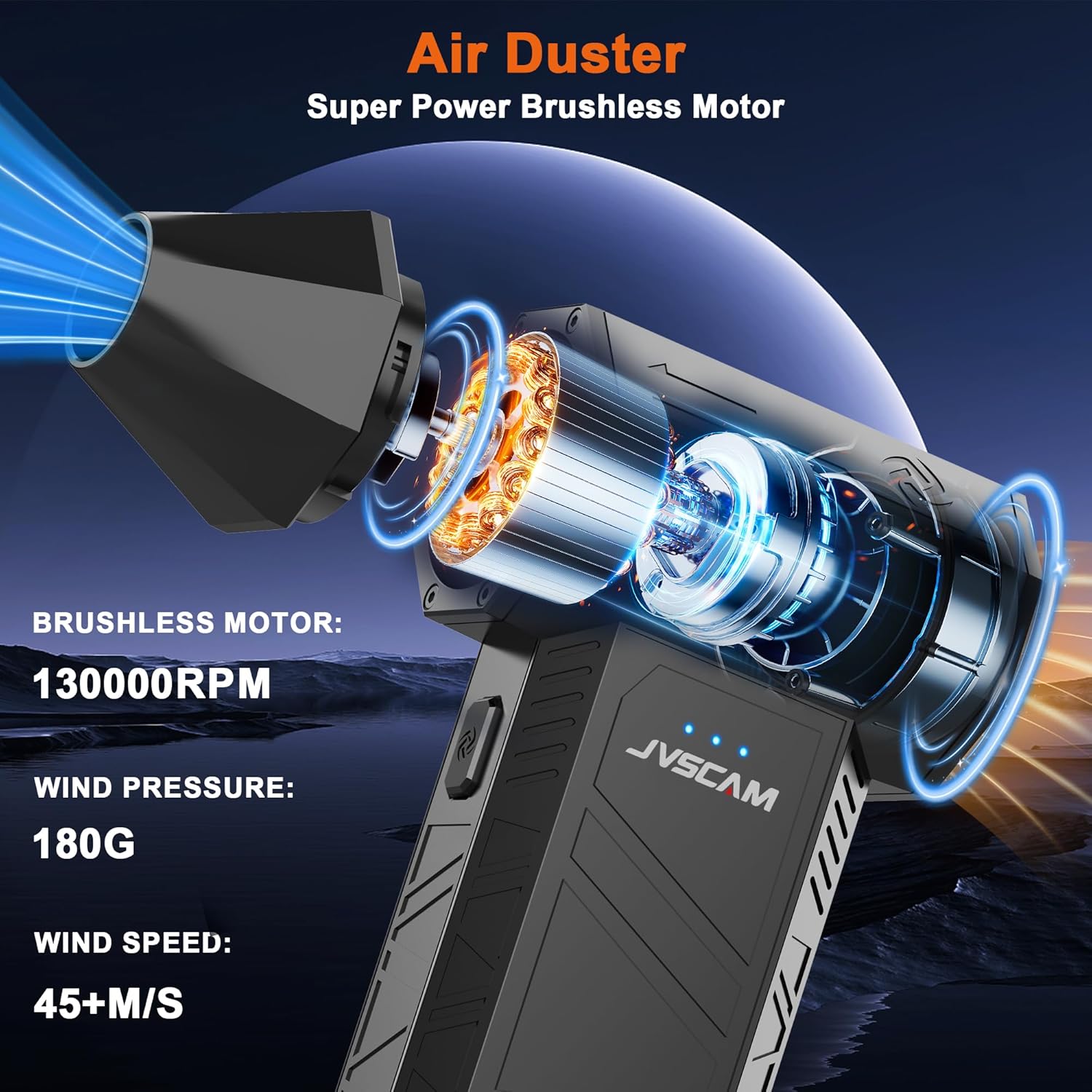 X3 Compressed Air Duster - Electric Air Duster with Brushless Motor,3 Gear Adjustable - Mini Snow Blower- Rechargeable Air Duster for PC, Keyboard, Car,Outdoors,Home,Snow and Leaves Clearing