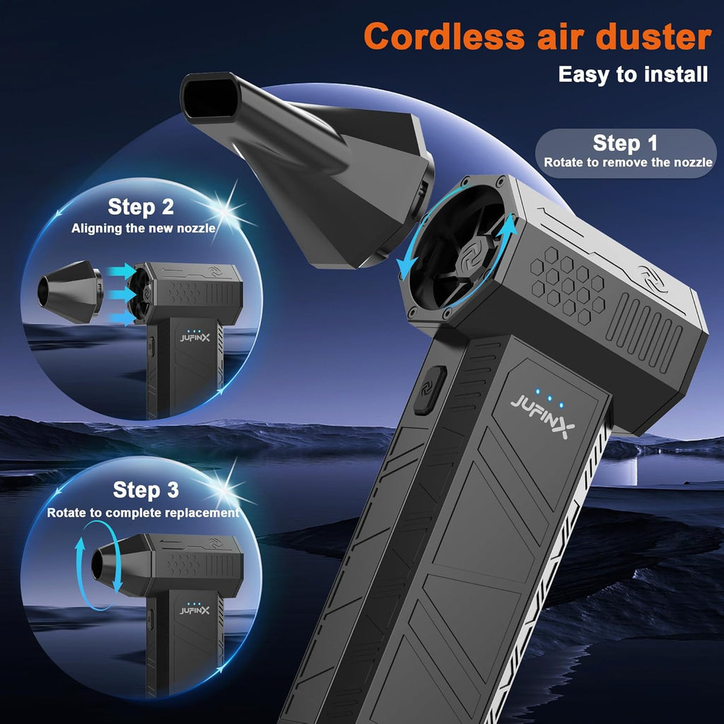 X3 Compressed Air Duster - Electric Air Duster with Brushless Motor,3 Gear Adjustable - Mini Snow Blower- Rechargeable Air Duster for PC, Keyboard, Car,Outdoors,Home,Snow and Leaves Clearing
