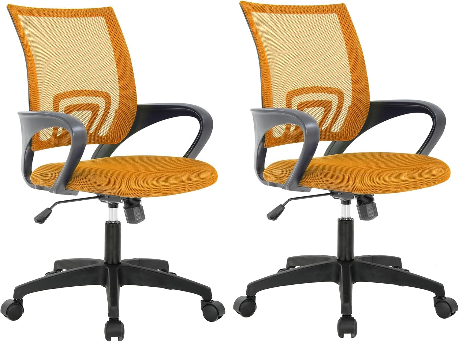 | Ergonomic Office Chair | Mid-Back Swivel Desk Chair | Breathable Backrest & Lumbar Support | Adjustable Height | Sponge Seat | Rolling Wheels | Dark Black | for Adults & Women
