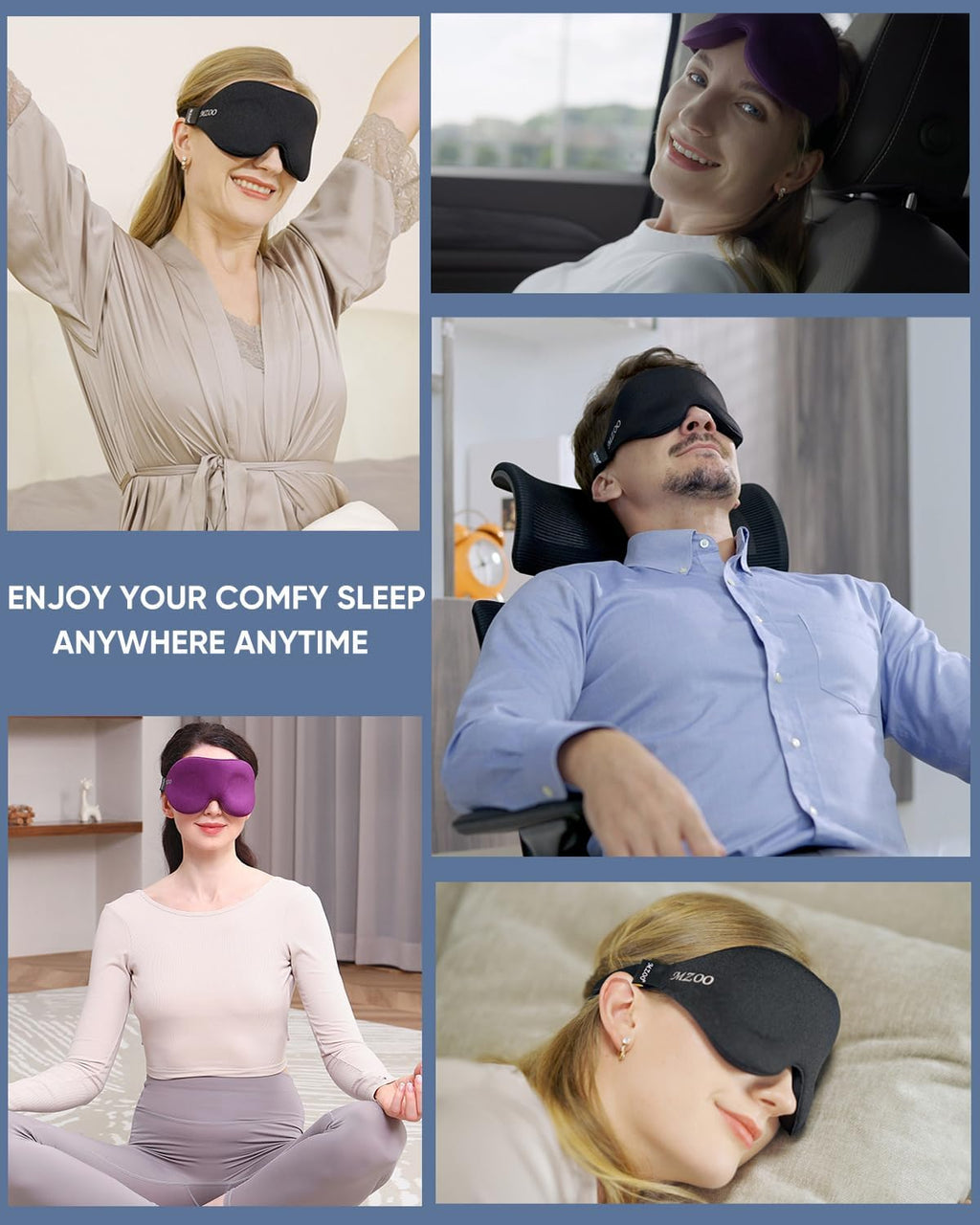 Luxury Sleep Eye Mask for Side Sleeper Men Women, Zero Eye Pressure 3D Sleeping Mask, Light Blocking Patented Design Night Blindfold, Soft Eye Shade Cover for Travel, Black