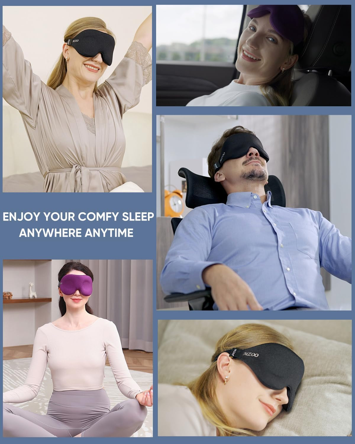 Luxury Sleep Eye Mask for Side Sleeper Men Women, Zero Eye Pressure 3D Sleeping Mask, Light Blocking Patented Design Night Blindfold, Soft Eye Shade Cover for Travel, Black