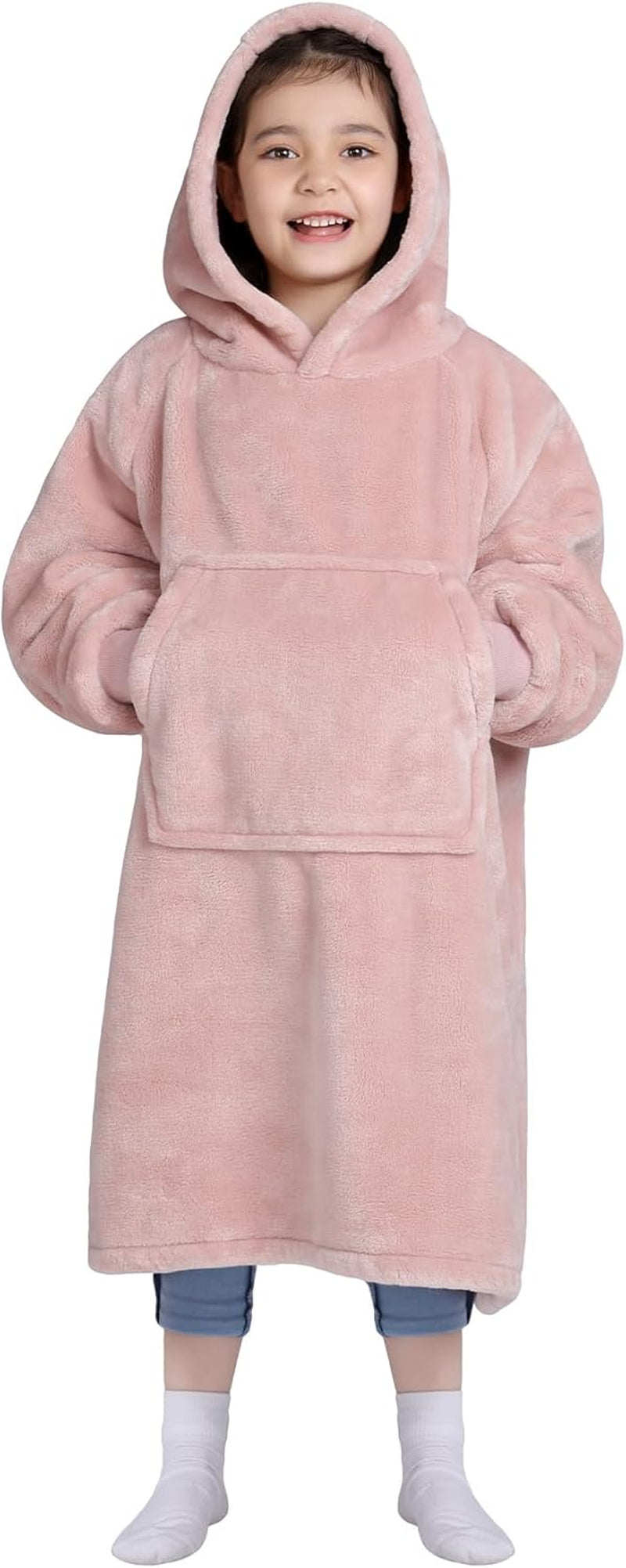 Wearable Blanket Sweatshirt Gifts for Women and Men, Warm and Cozy Giant Blanket Hoodie, Thick Flannel Blanket with Sleeves and Giant Pocket - Dark Gray